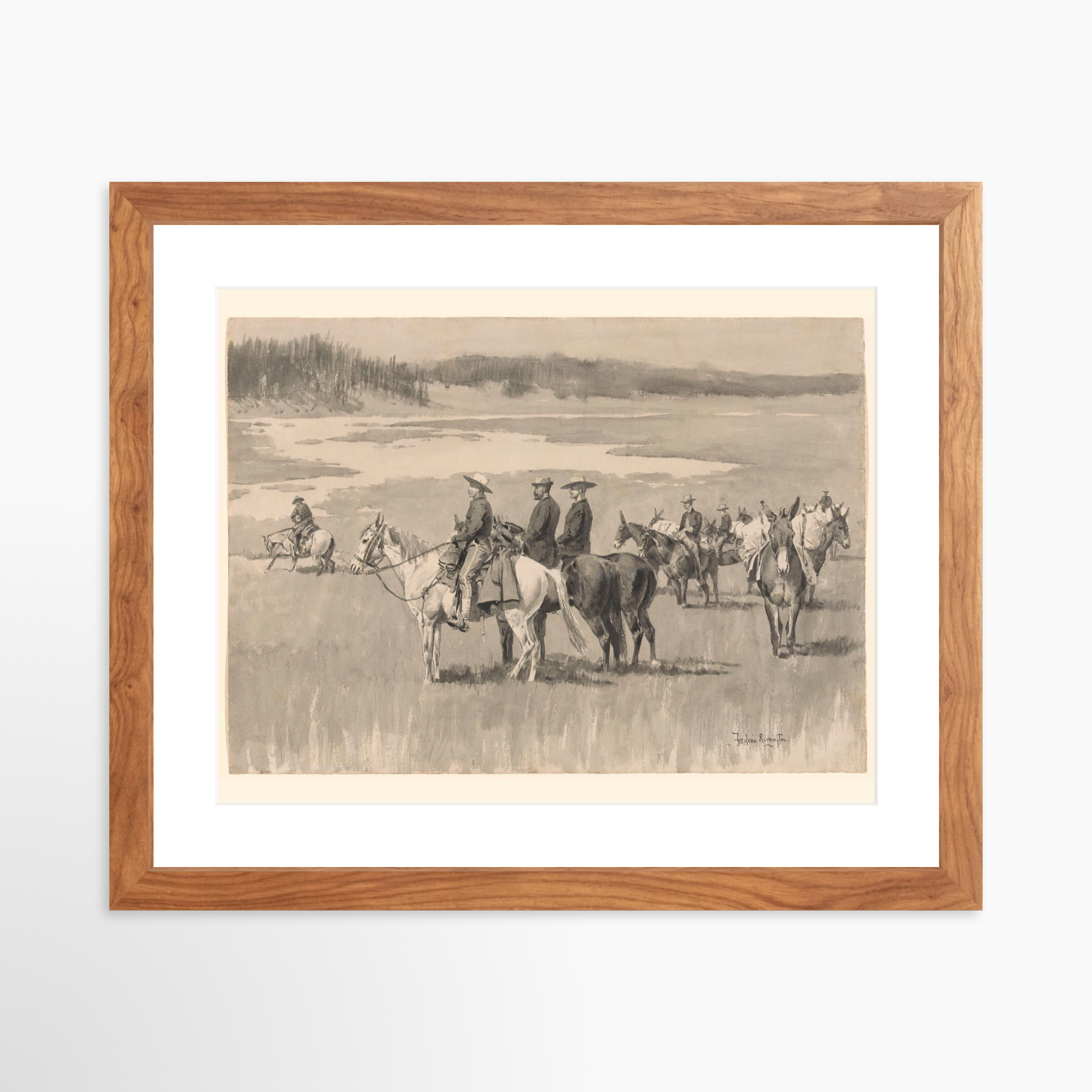 14x11 / Light Walnut Frame + White Mat