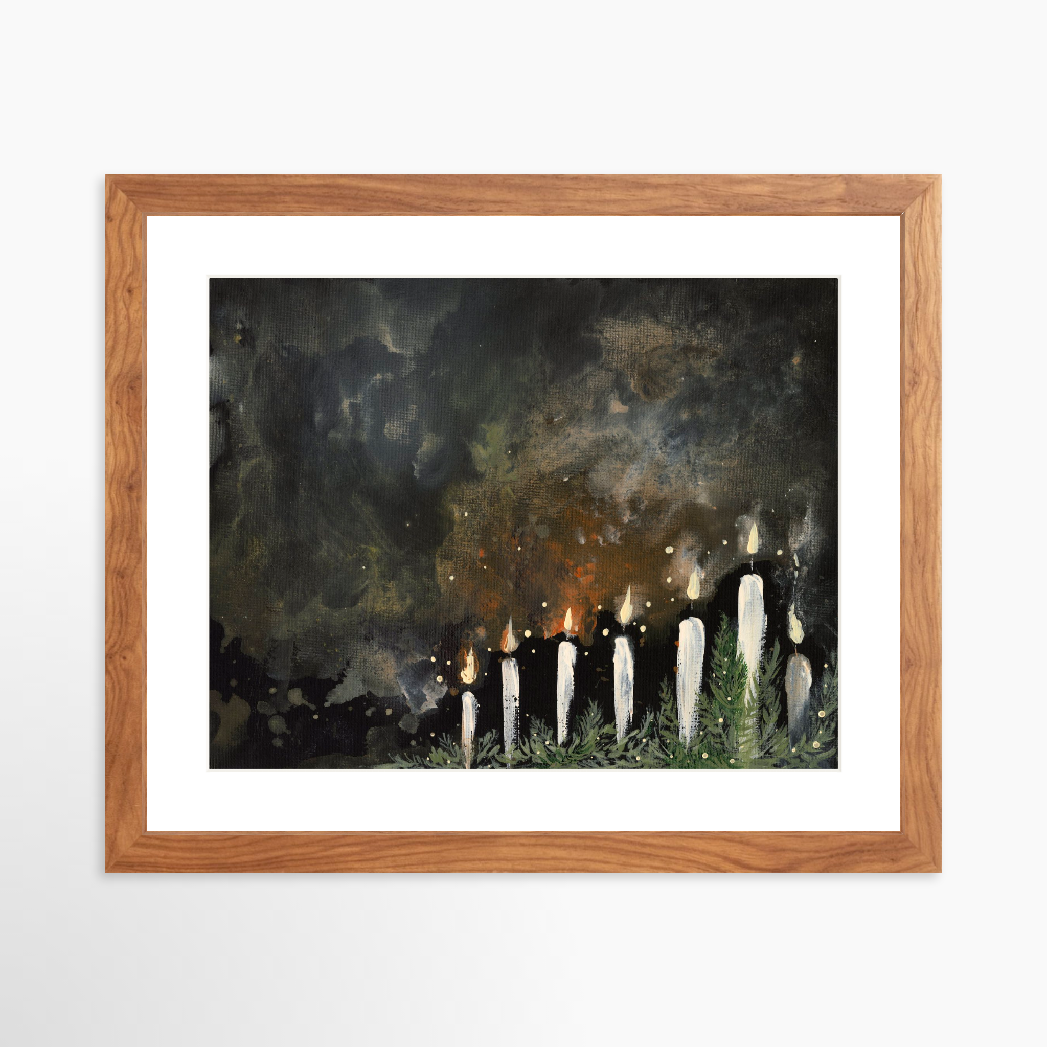 14x11 / Light Walnut Frame + White Mat