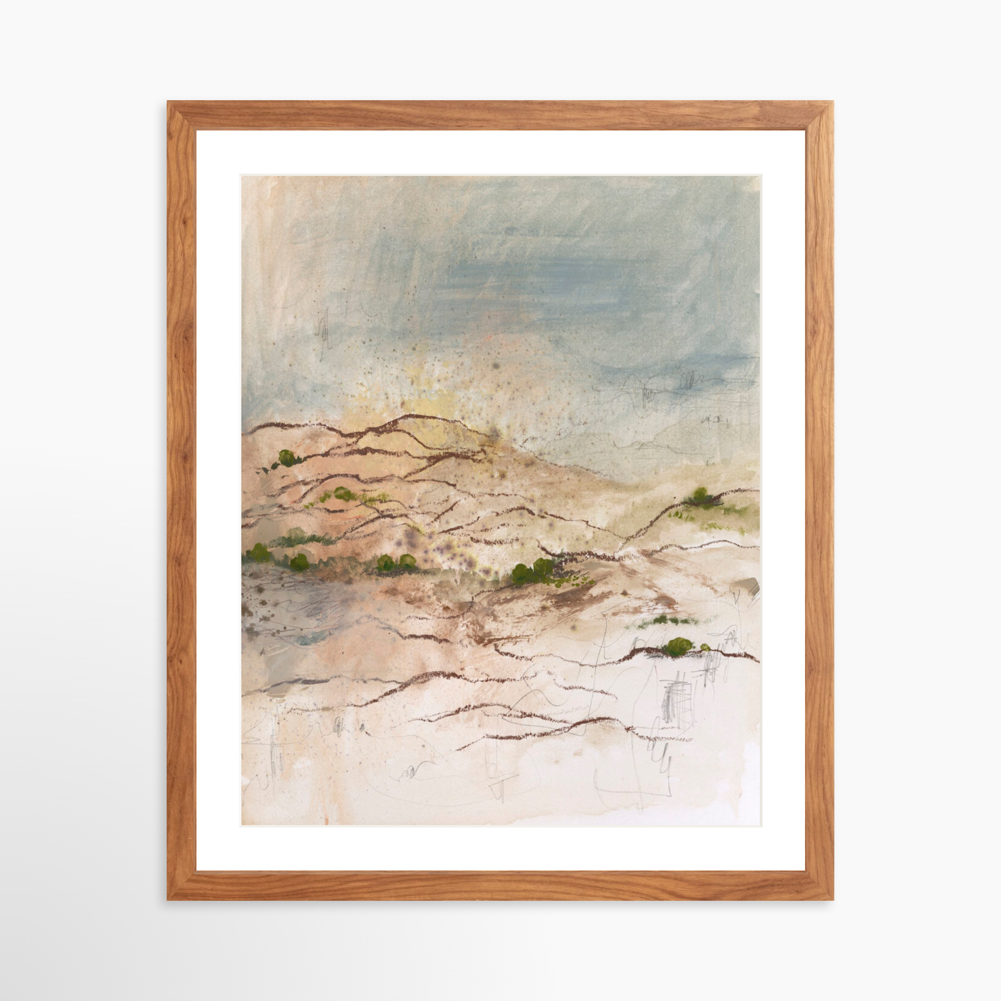 16x20 / Light Walnut Frame + White Mat