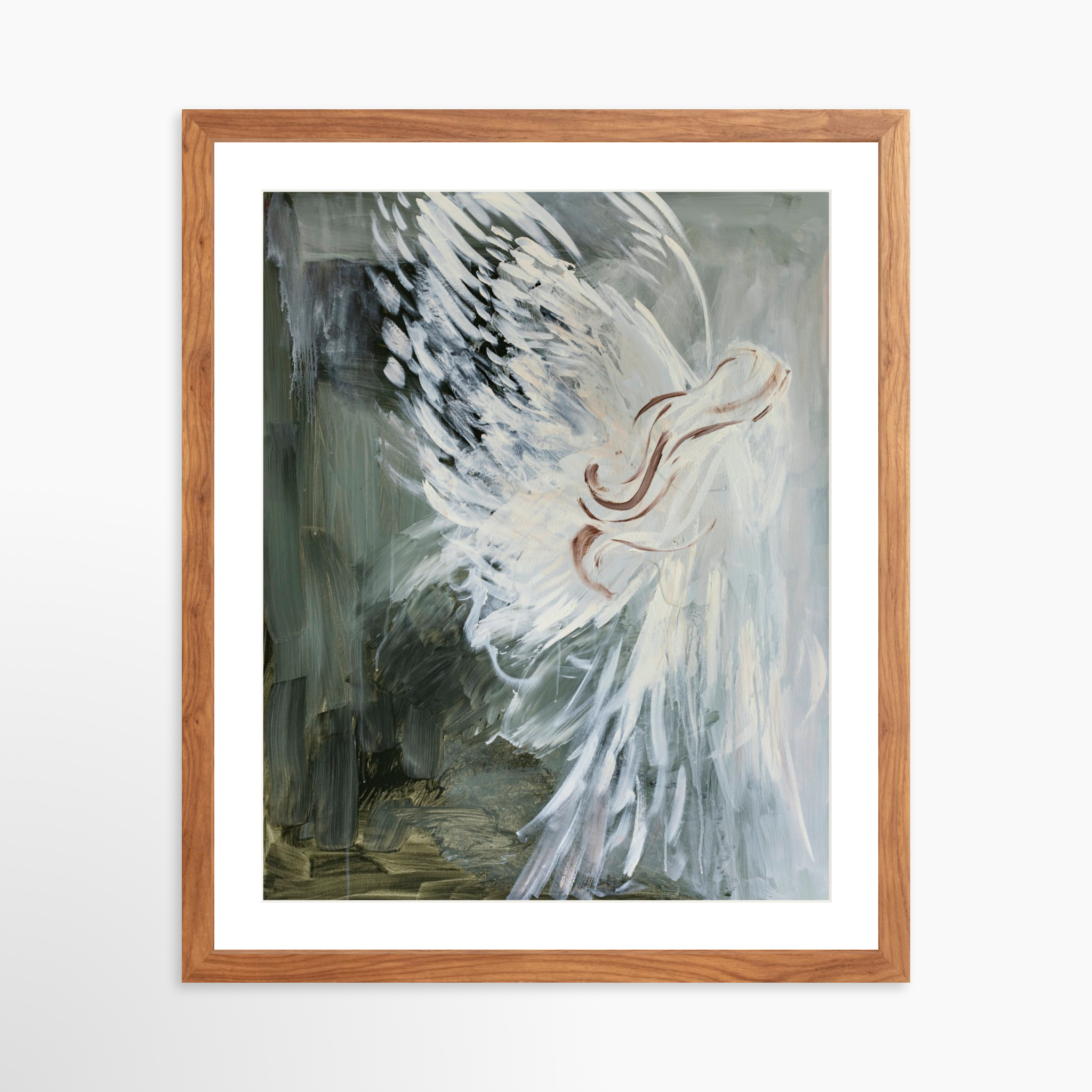 16x20 / Light Walnut Frame + White Mat