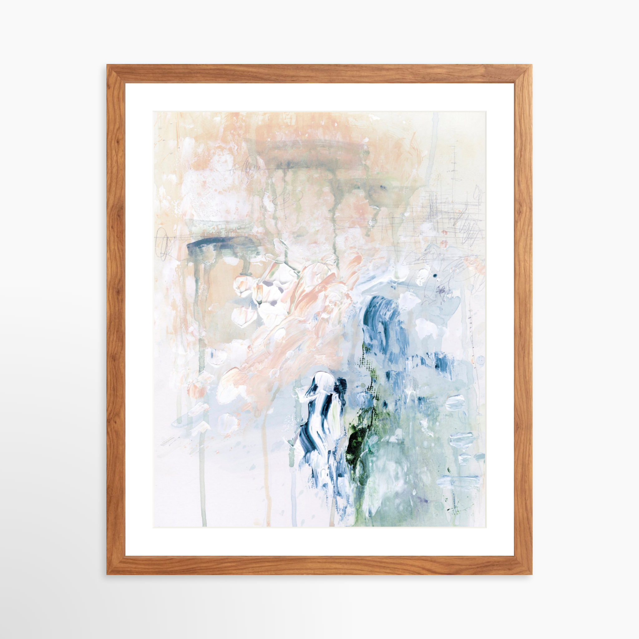 16x20 / Light Walnut Frame + White Mat