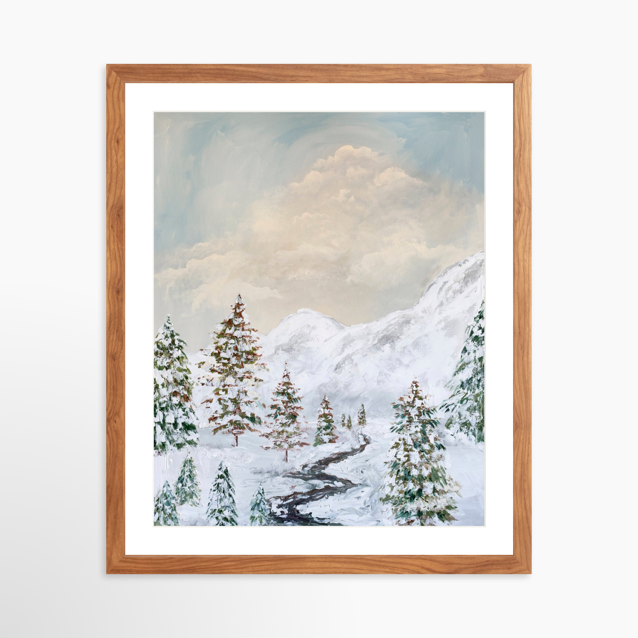 16x20 / Light Walnut Frame + White Mat