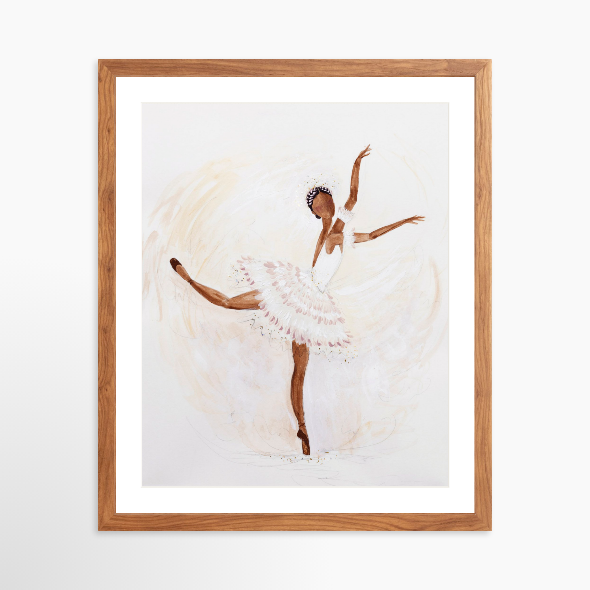 16x20 / Light Walnut Frame + White Mat