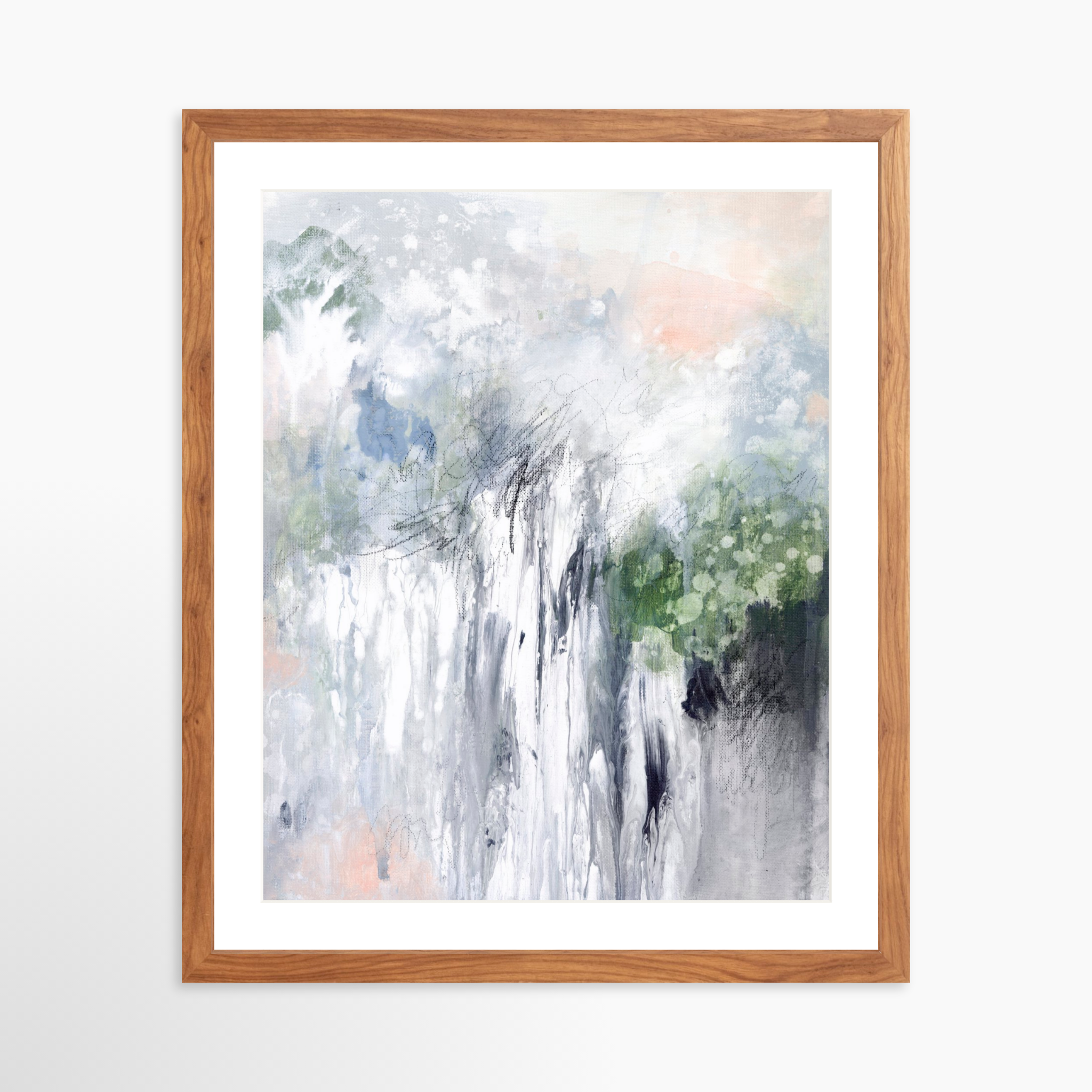 16x20 / Light Walnut Frame + White Mat