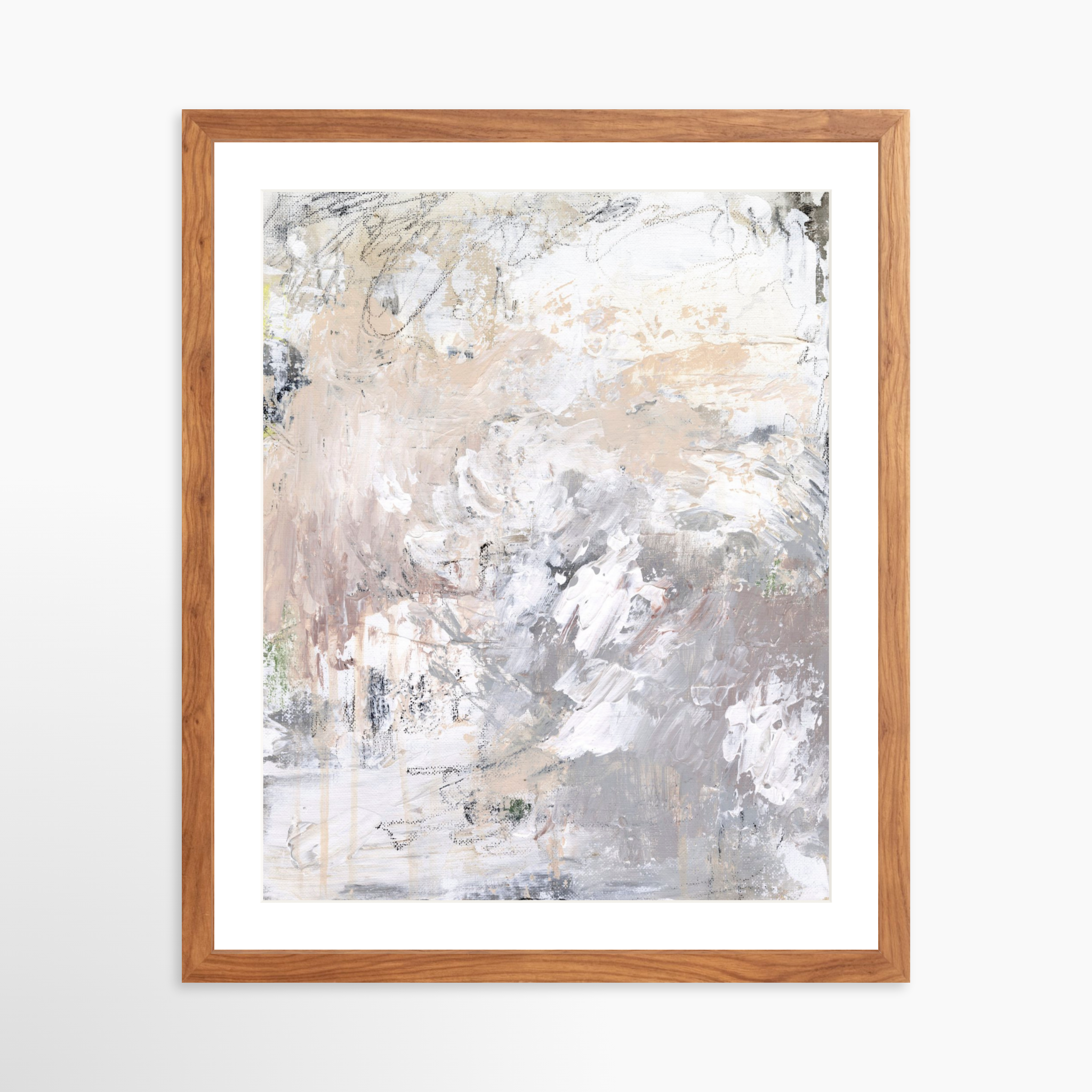 16x20 / Light Walnut Frame + White Mat