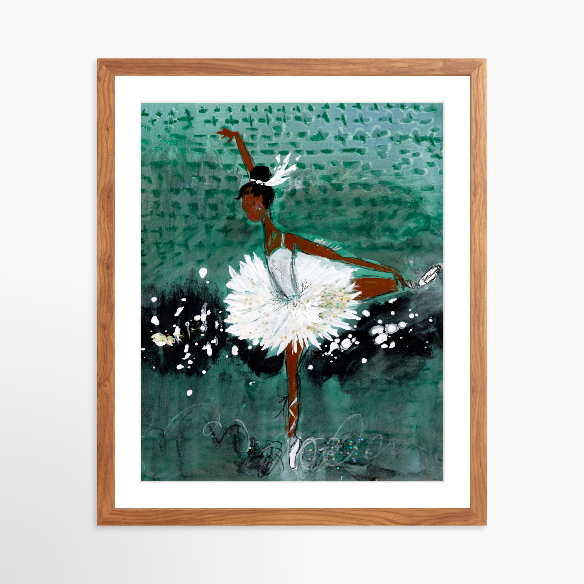 16x20 / Light Walnut Frame + White Mat