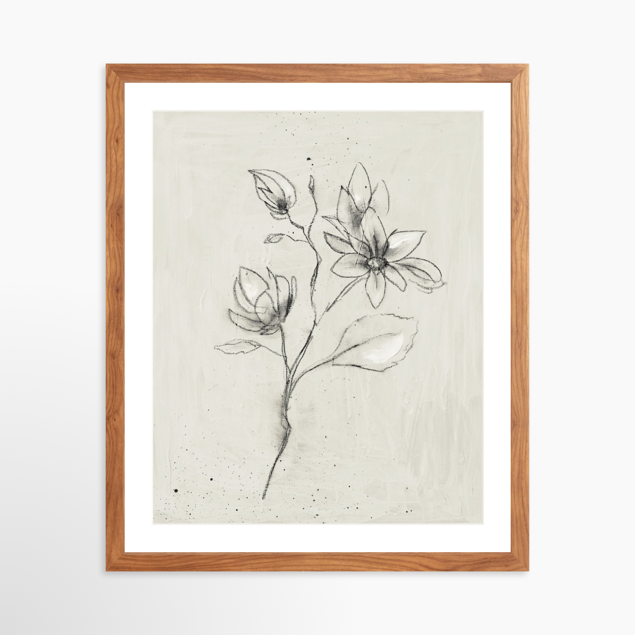 16x20 / Light Walnut Frame + White Mat