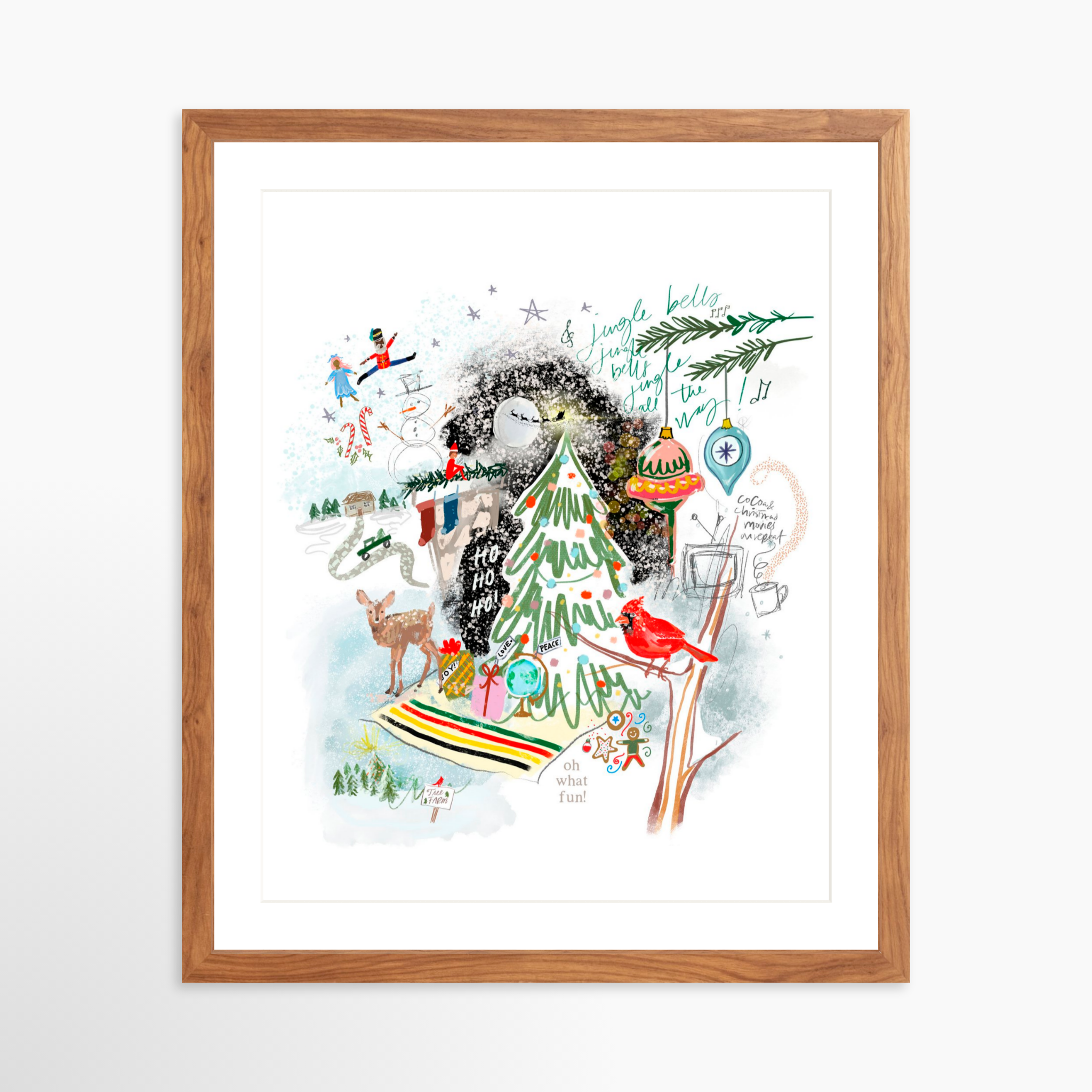 16x20 / Light Walnut Frame + White Mat