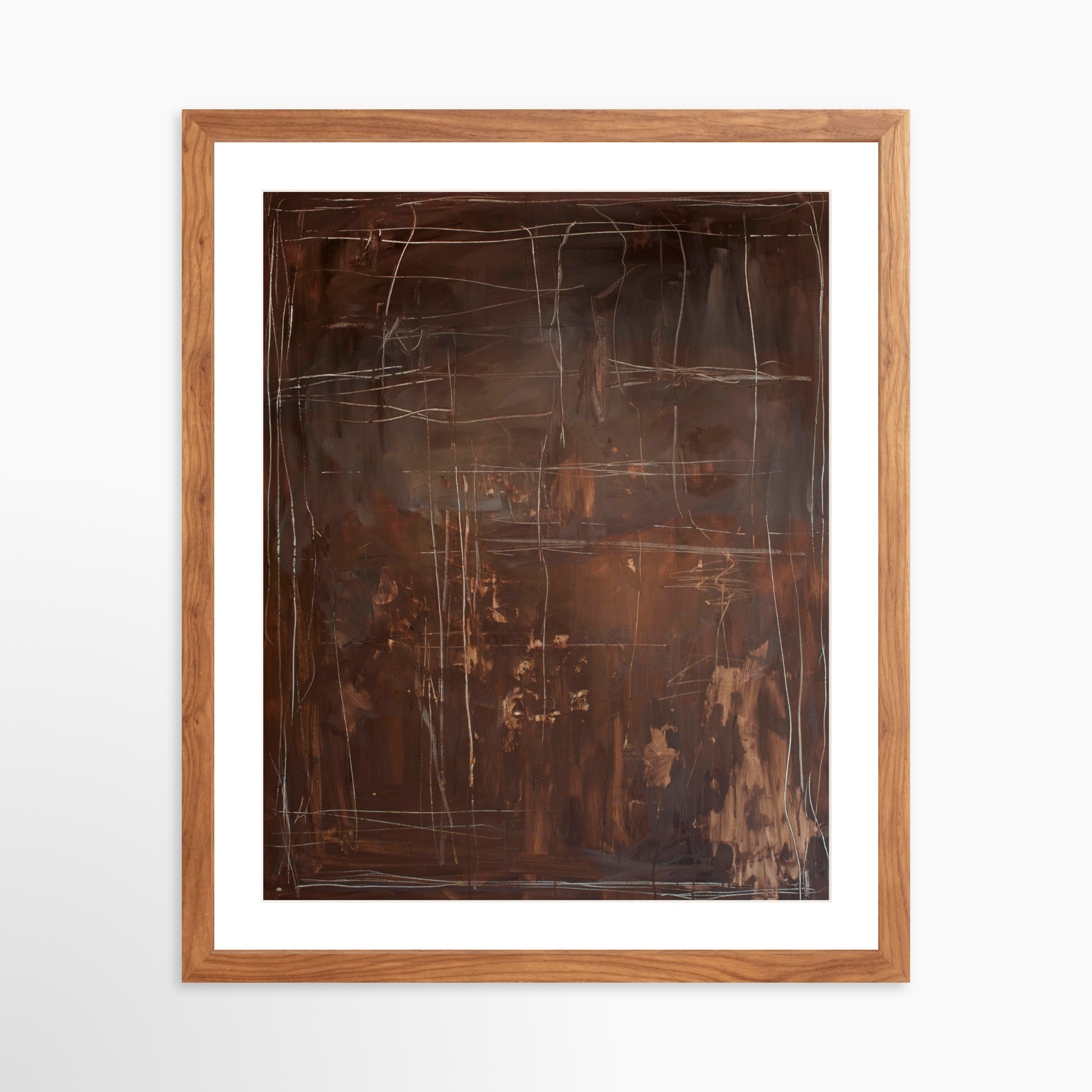 16x20 / Light Walnut Frame + White Mat