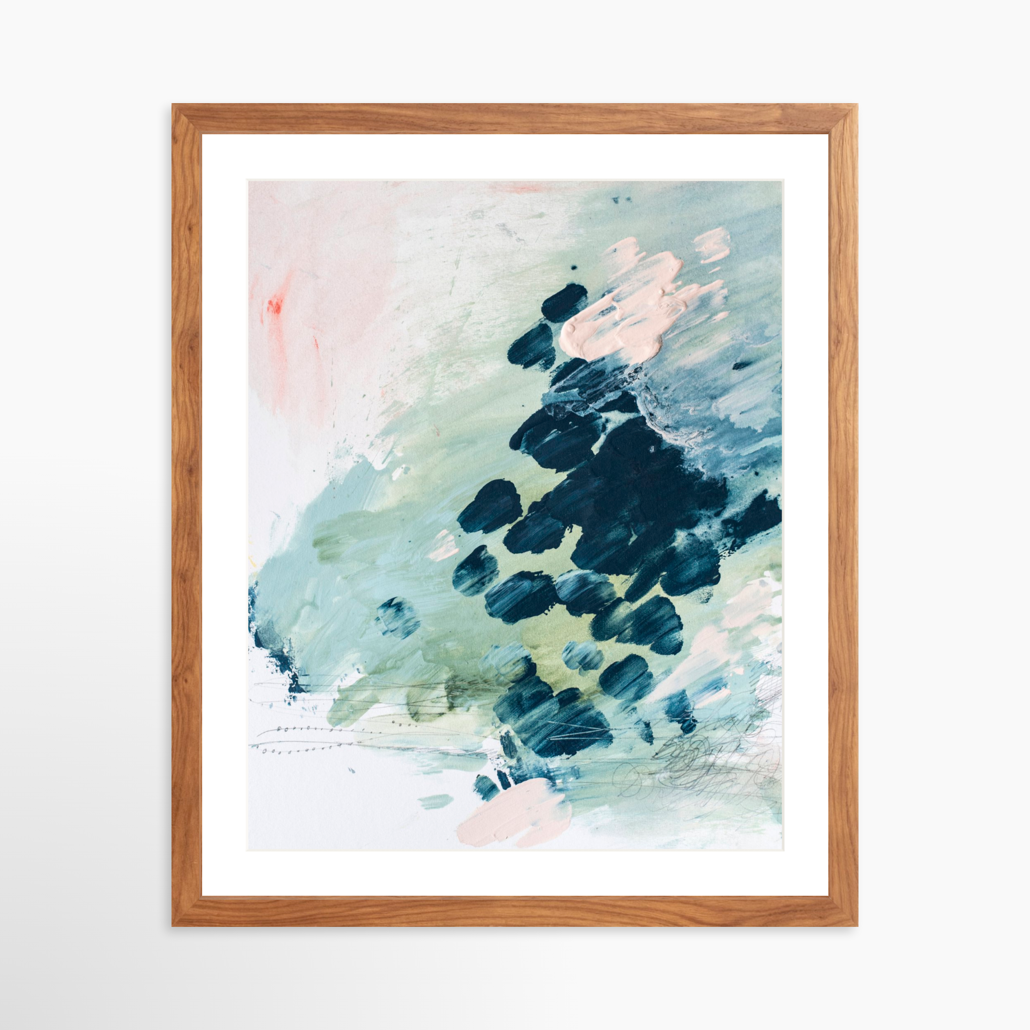 16x20 / Light Walnut Frame + White Mat