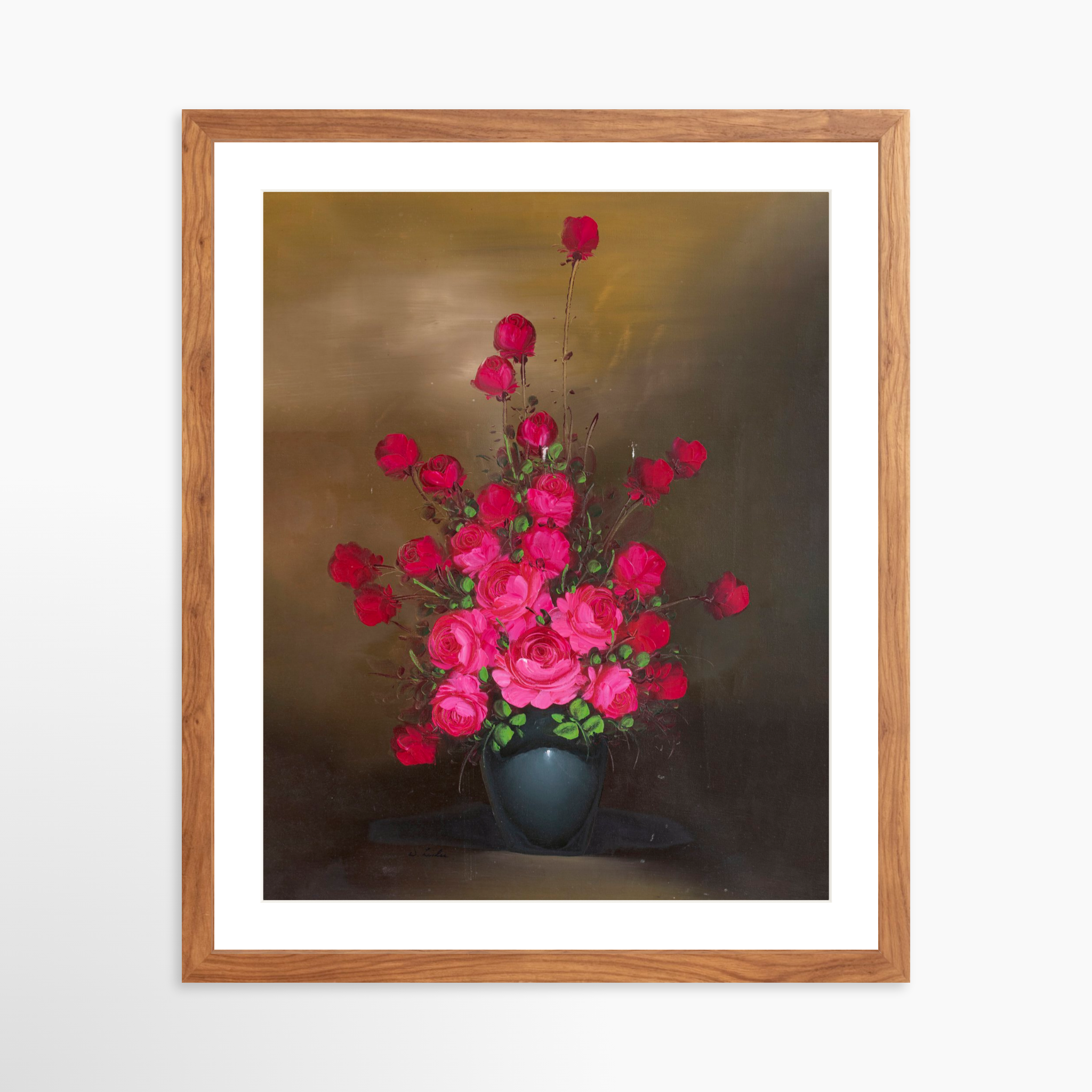16x20 / Light Walnut Frame + White Mat