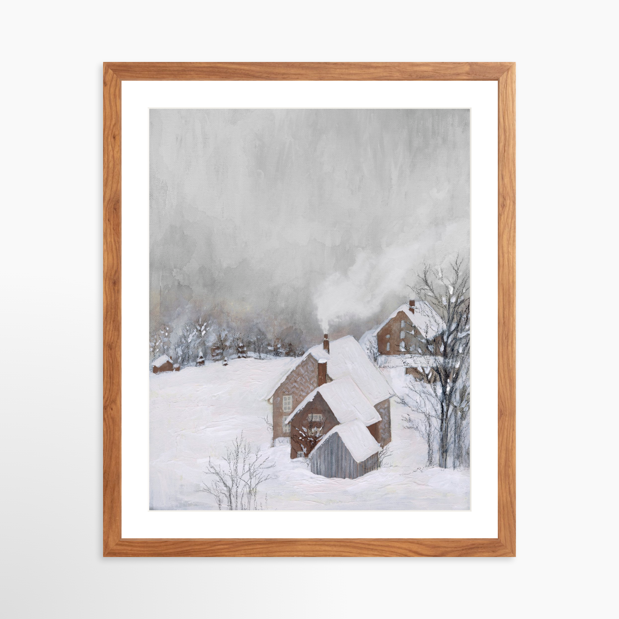 16x20 / Light Walnut Frame + White Mat