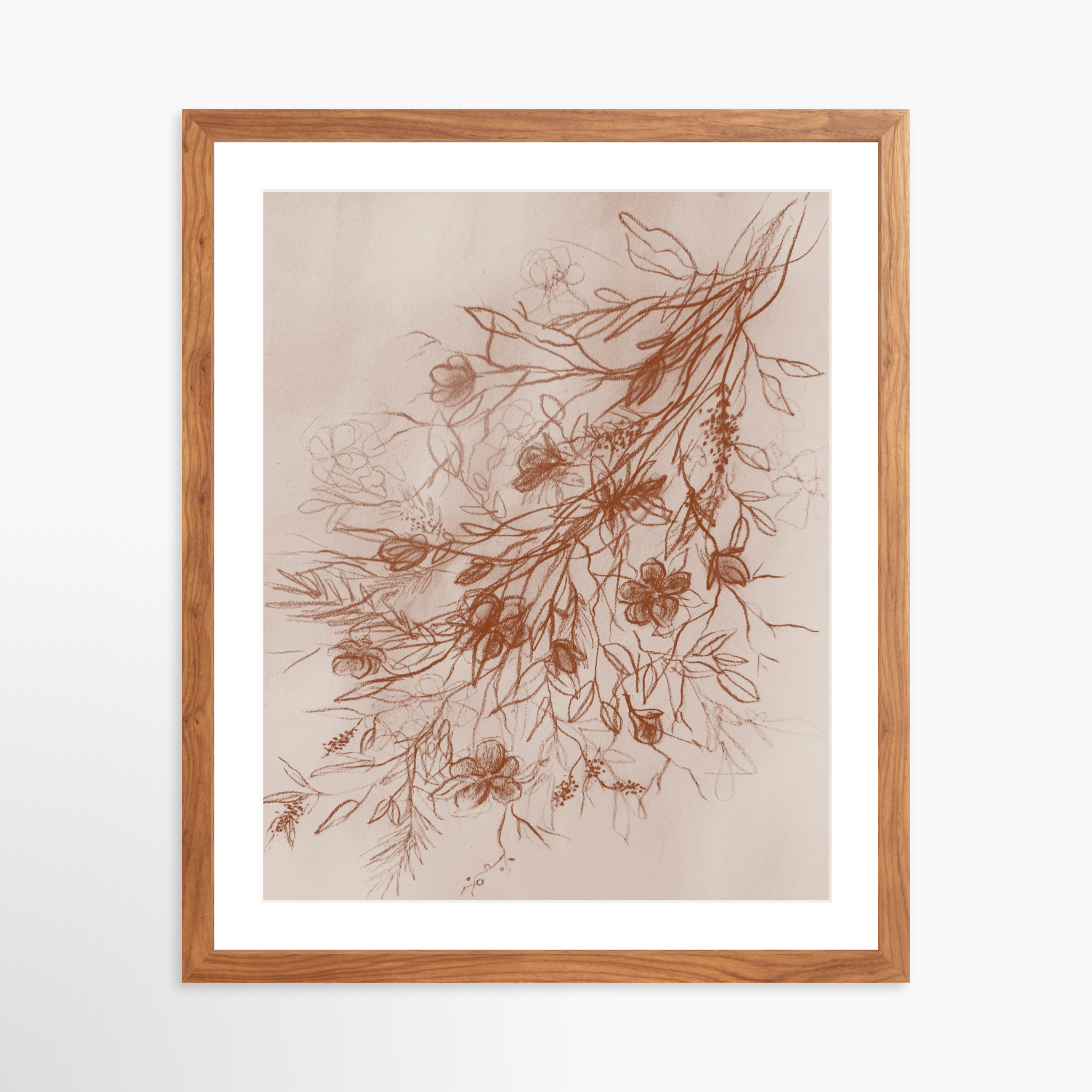 16x20 / Light Walnut Frame + White Mat