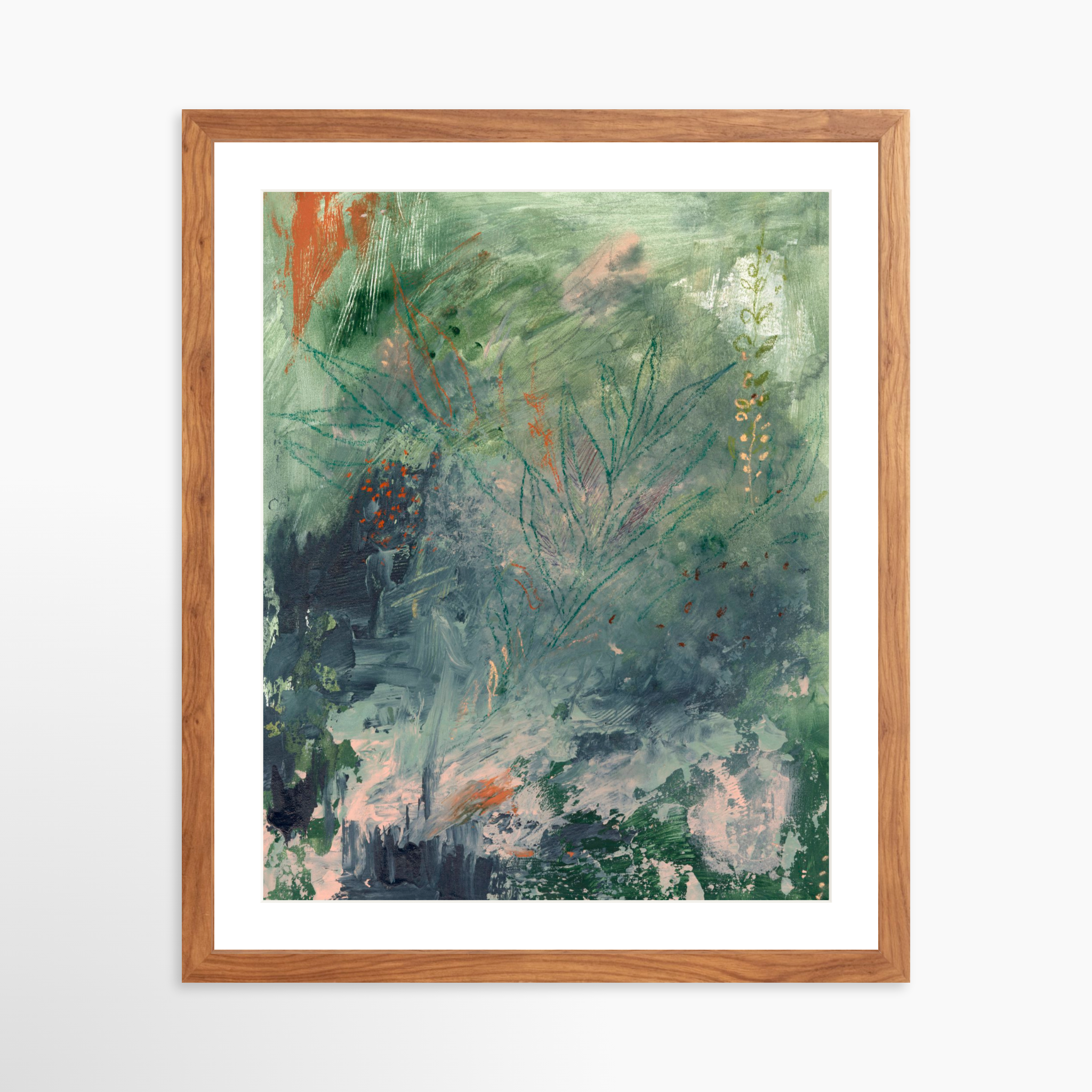 16x20 / Light Walnut Frame + White Mat