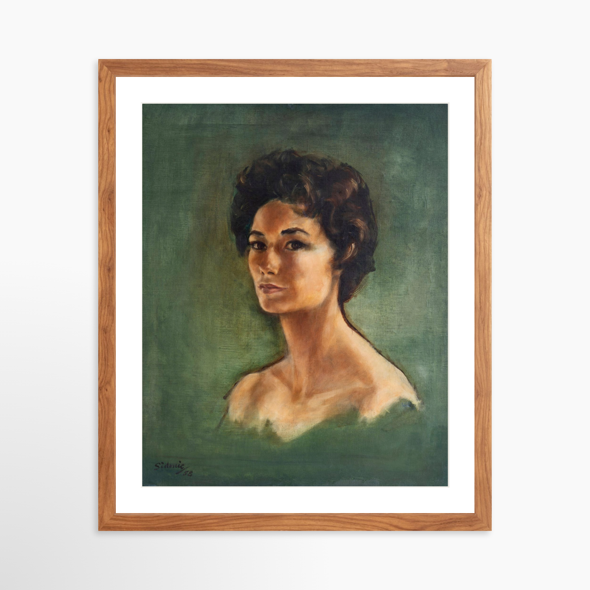 16x20 / Light Walnut Frame + White Mat