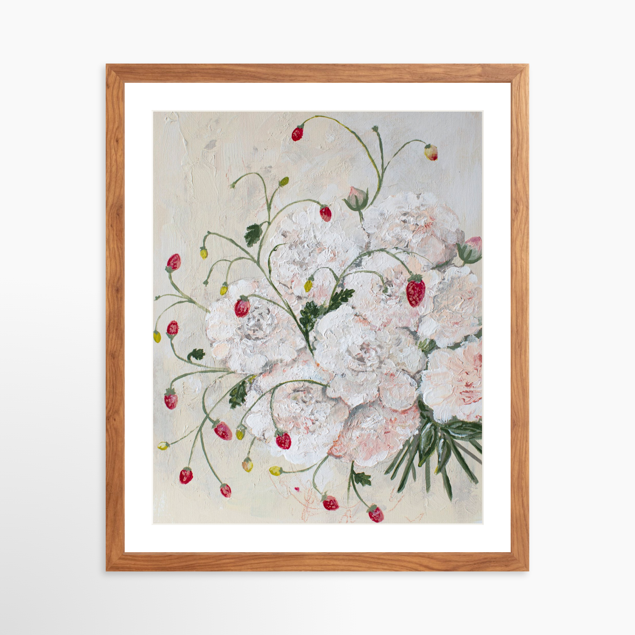 16x20 / Light Walnut Frame + White Mat