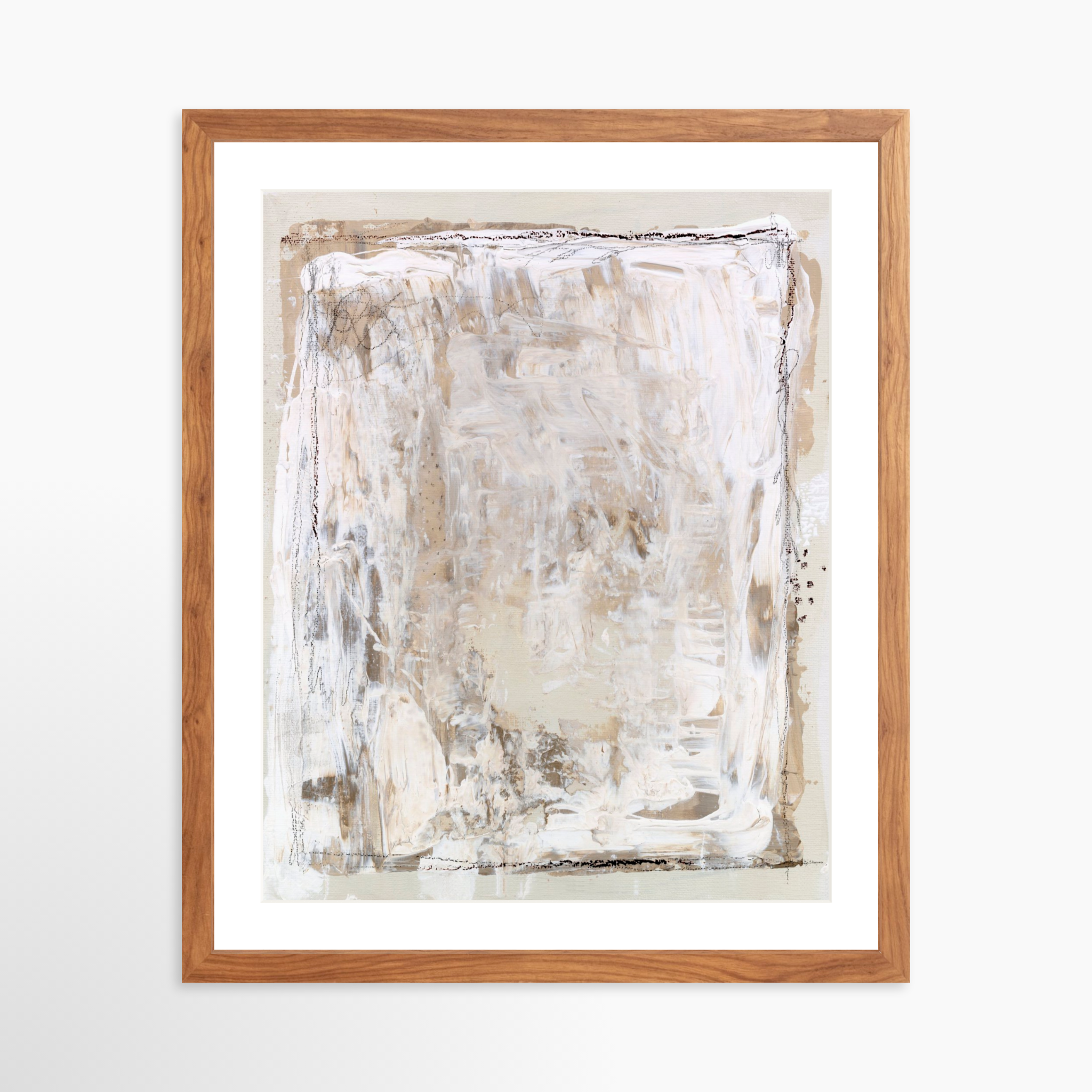 16x20 / Light Walnut Frame + White Mat