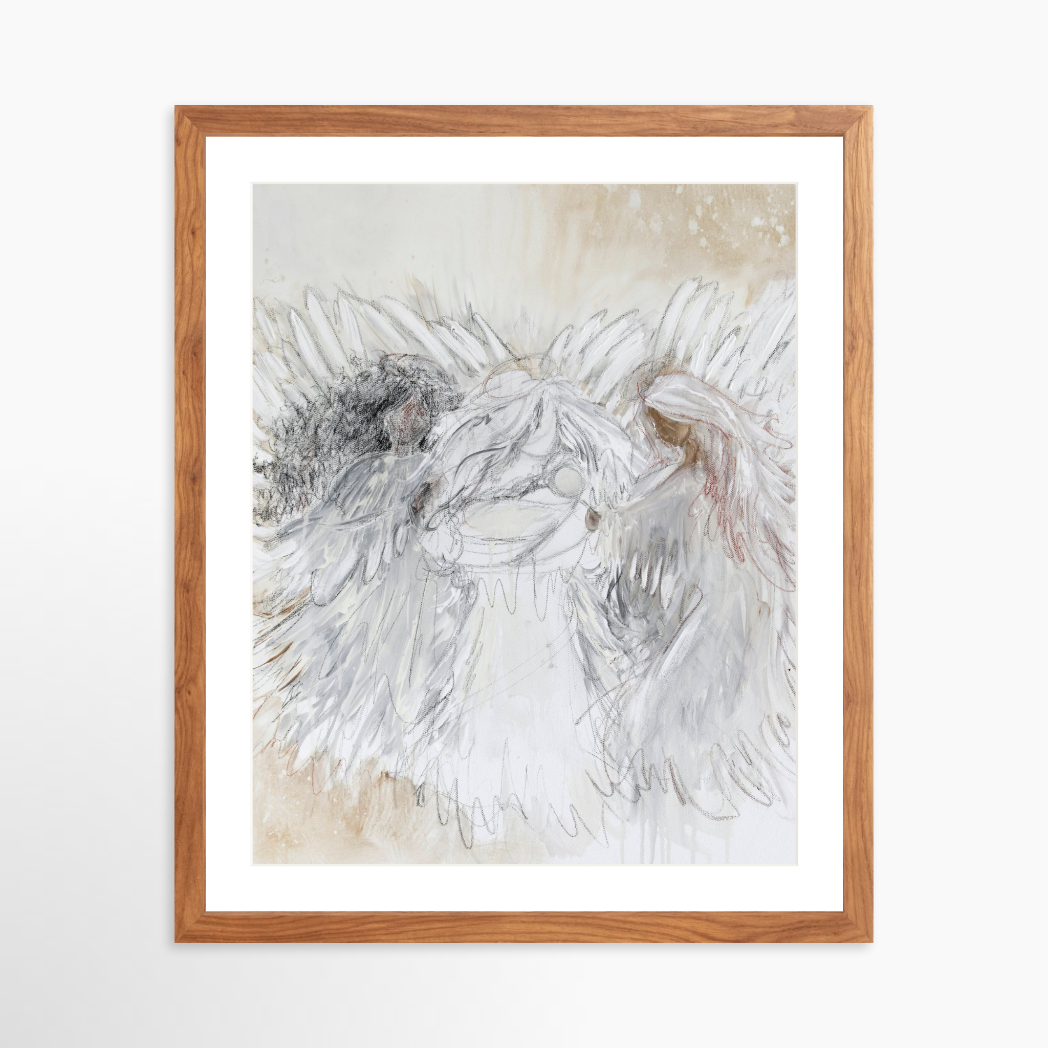 16x20 / Light Walnut Frame + White Mat