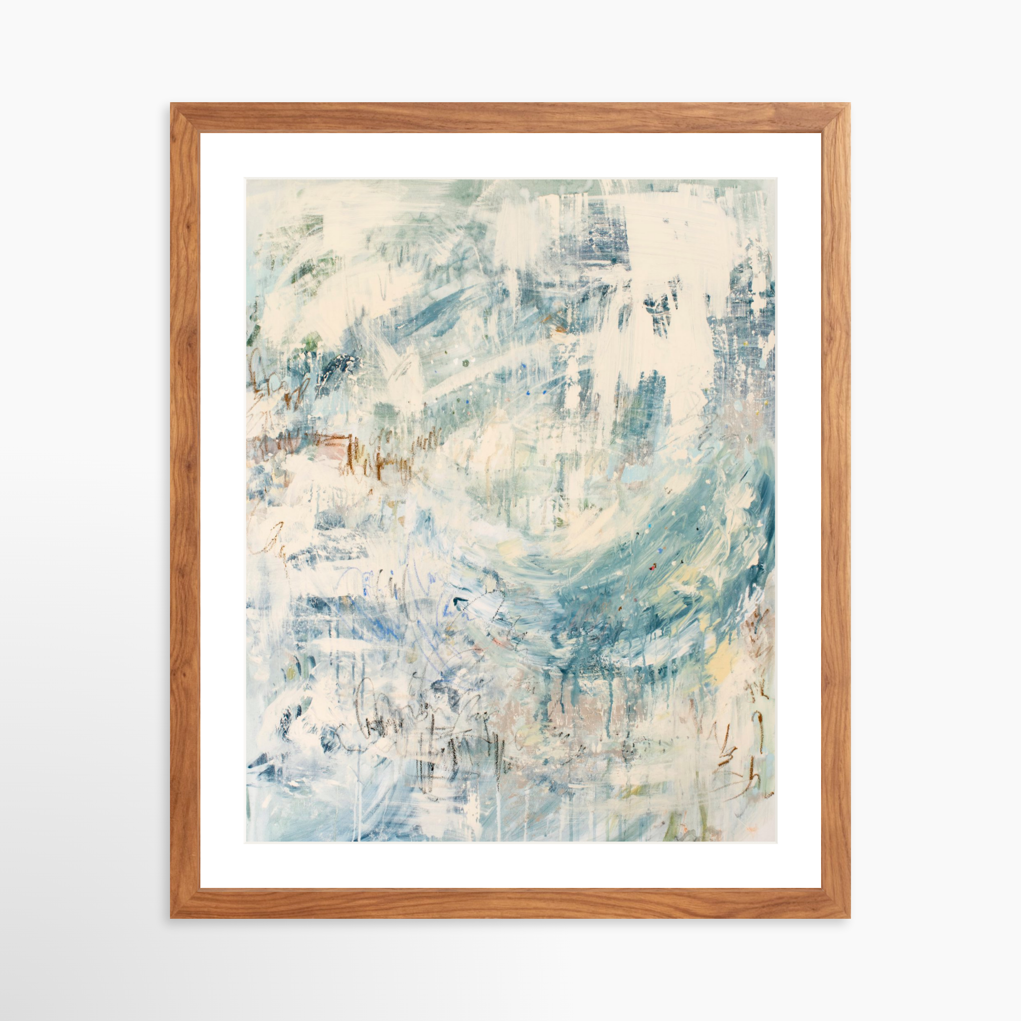 16x20 / Light Walnut Frame + White Mat