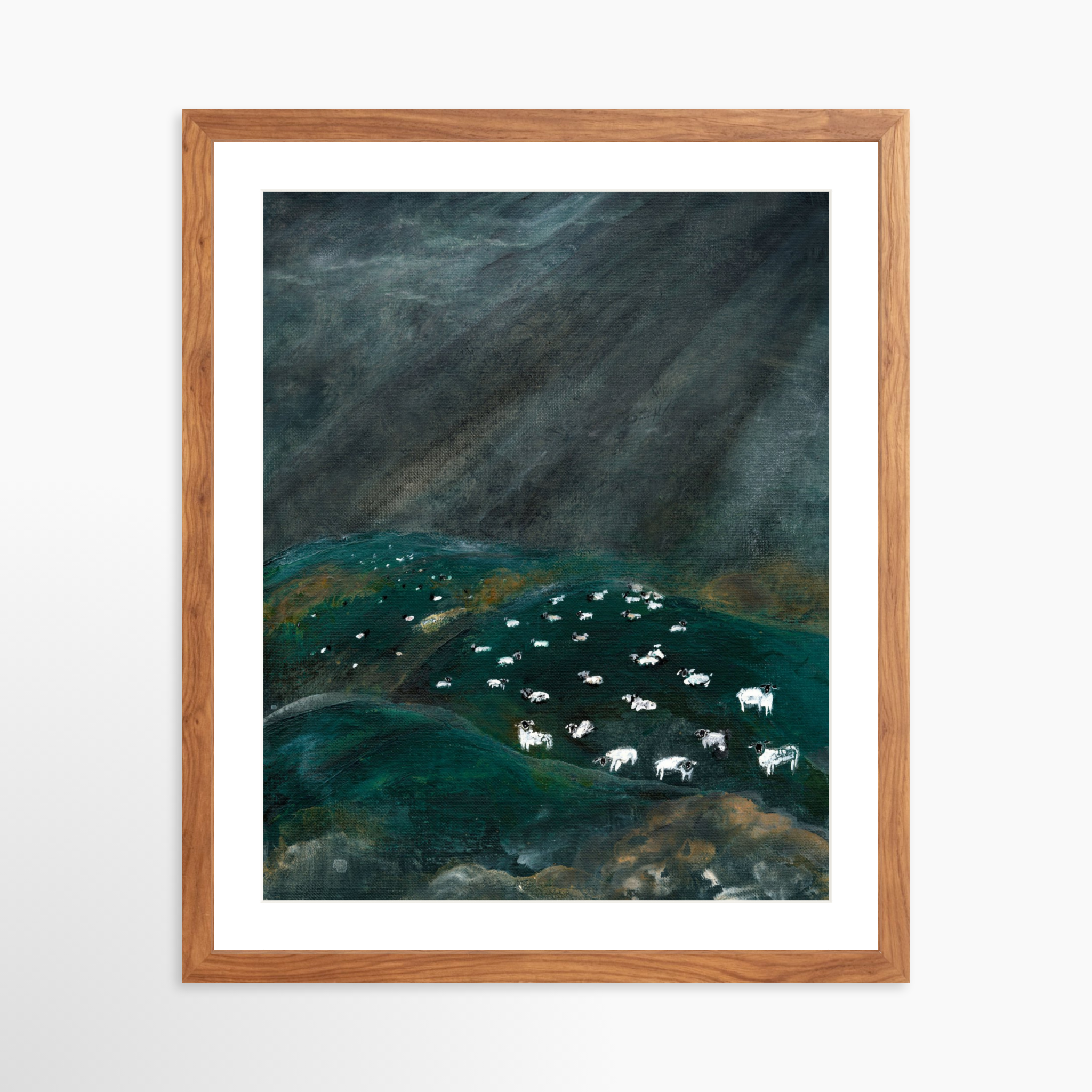 16x20 / Light Walnut Frame + White Mat