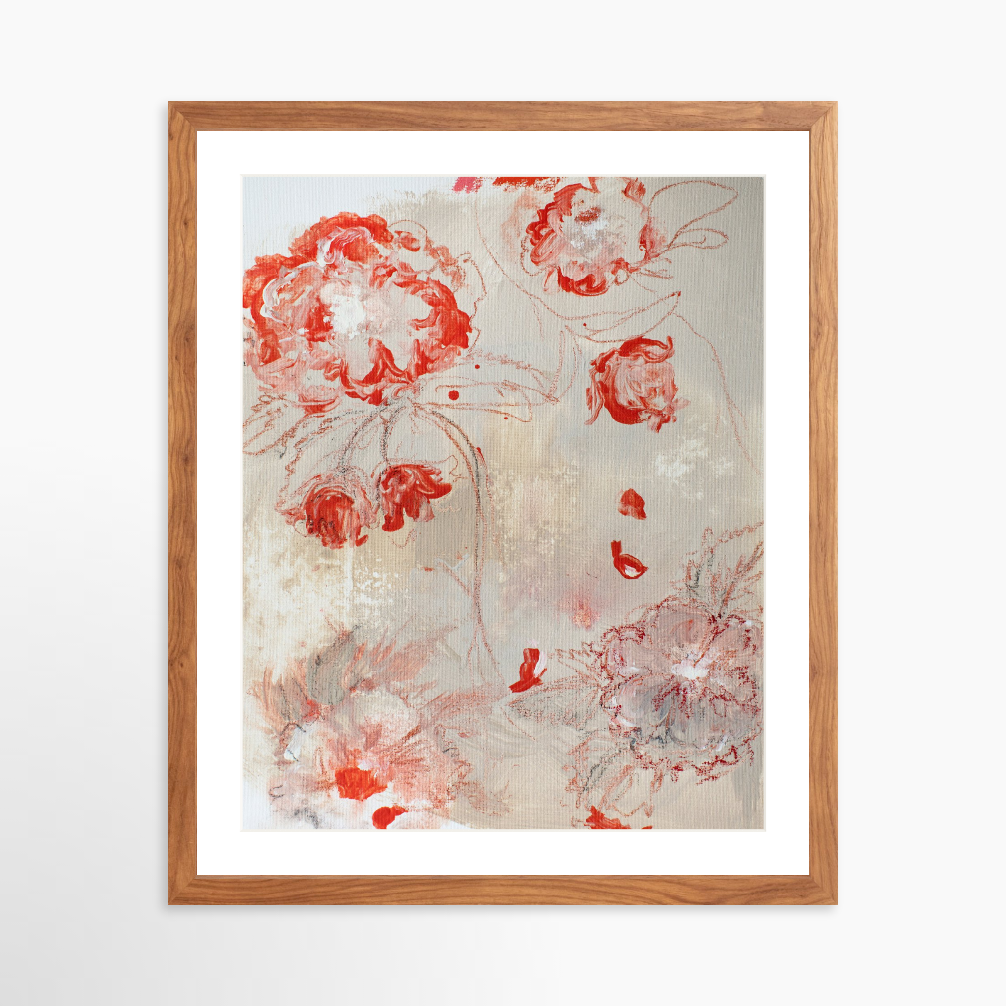 16x20 / Light Walnut Frame + White Mat