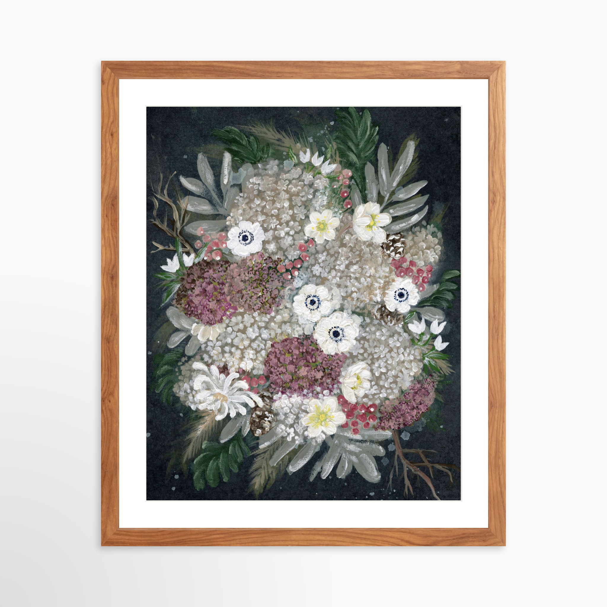 16x20 / Light Walnut Frame + White Mat