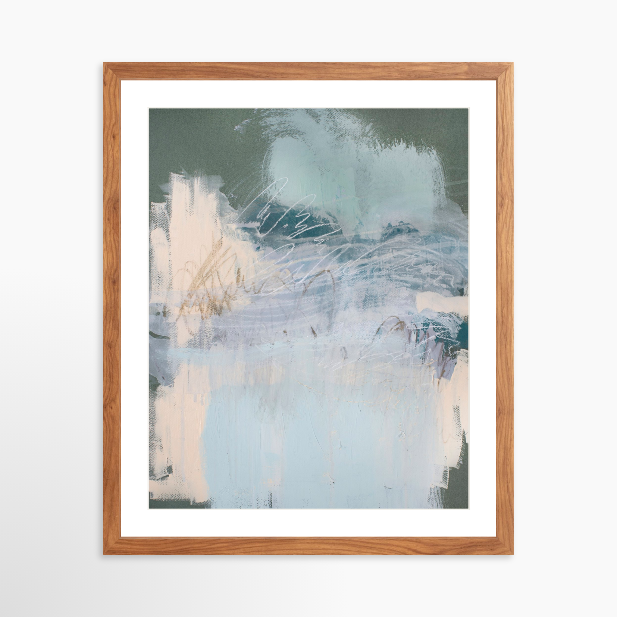 16x20 / Light Walnut Frame + White Mat