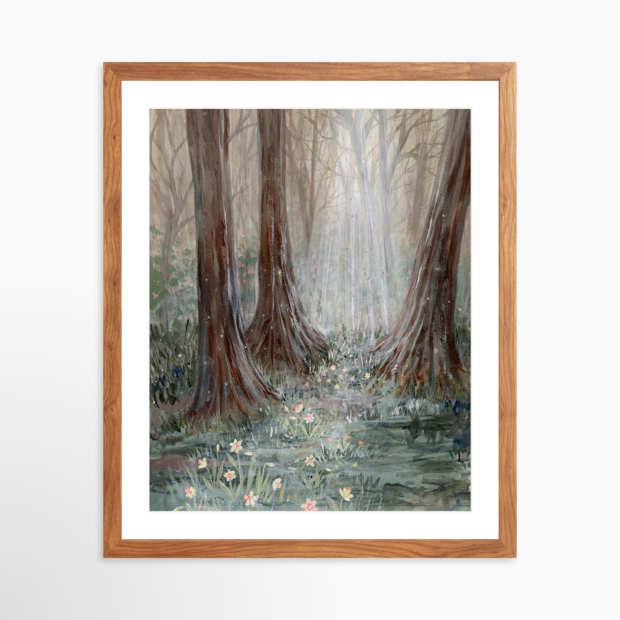 16x20 / Light Walnut Frame + White Mat