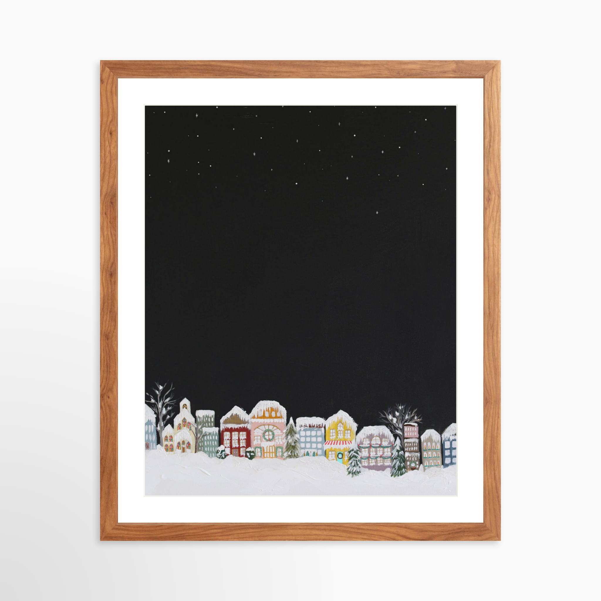 16x20 / Light Walnut Frame + White Mat