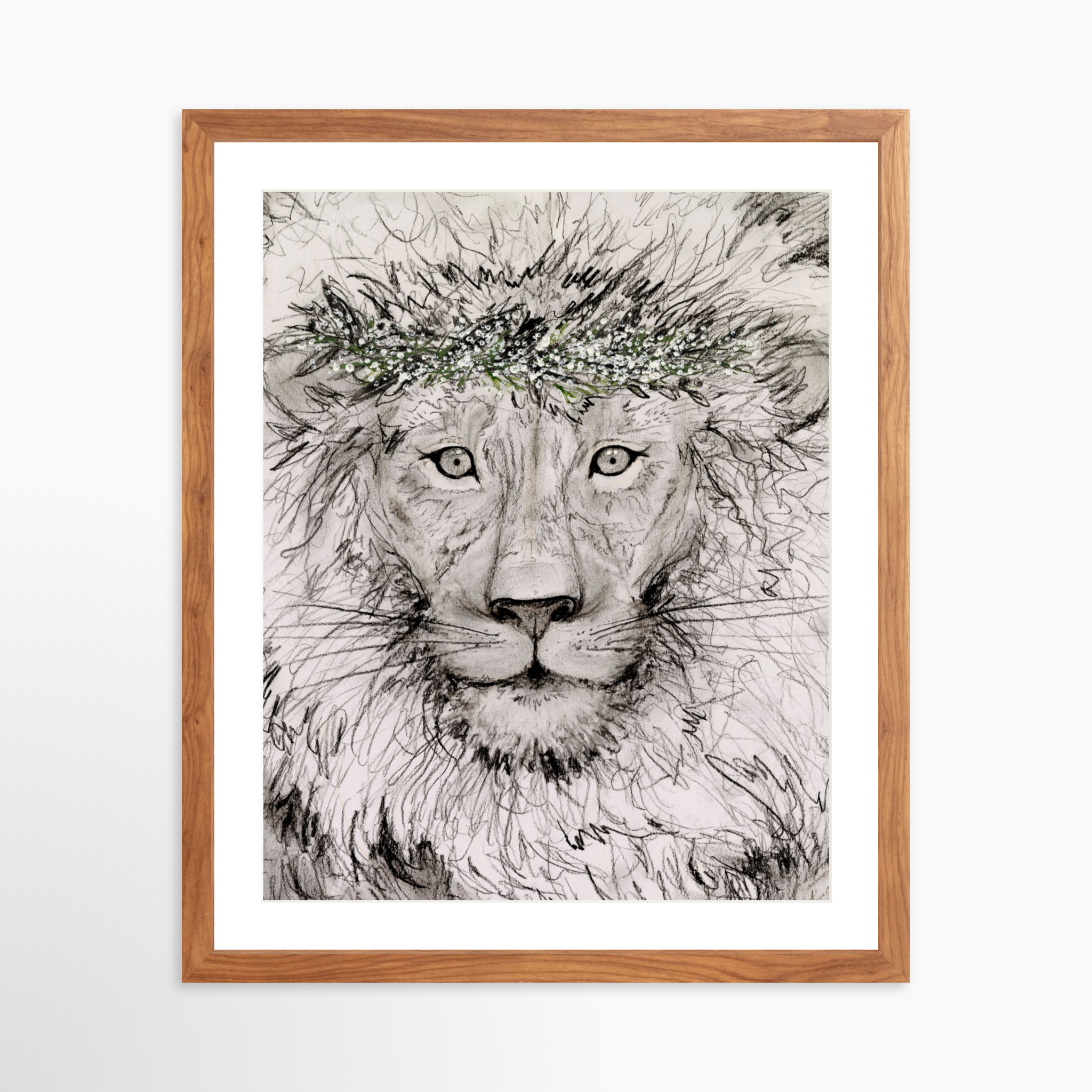 16x20 / Light Walnut Frame + White Mat
