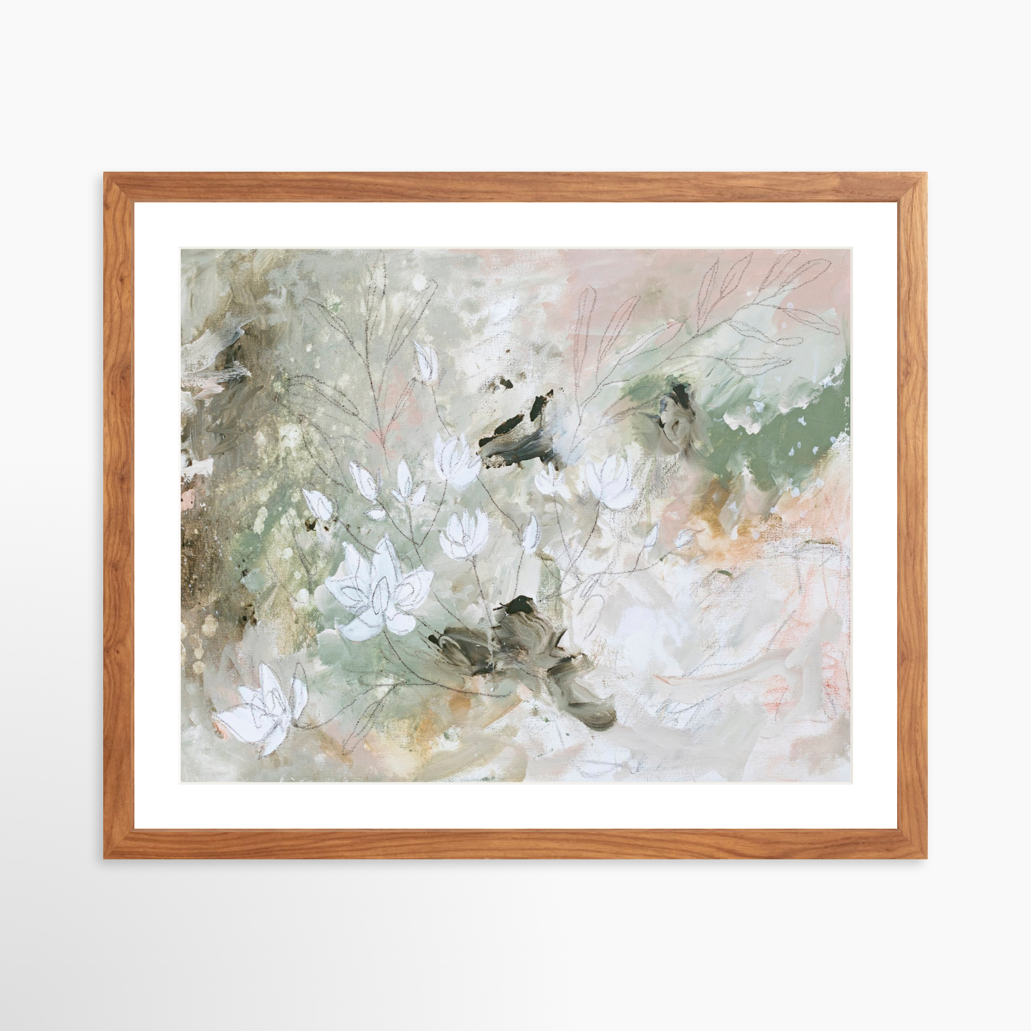 20x16 / Light Walnut Frame + White Mat