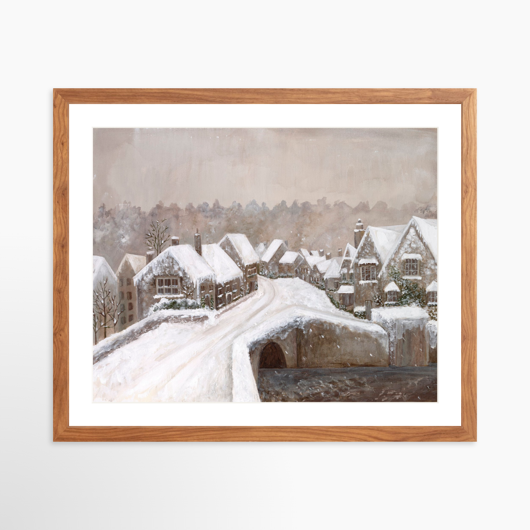 20x16 / Light Walnut Frame + White Mat