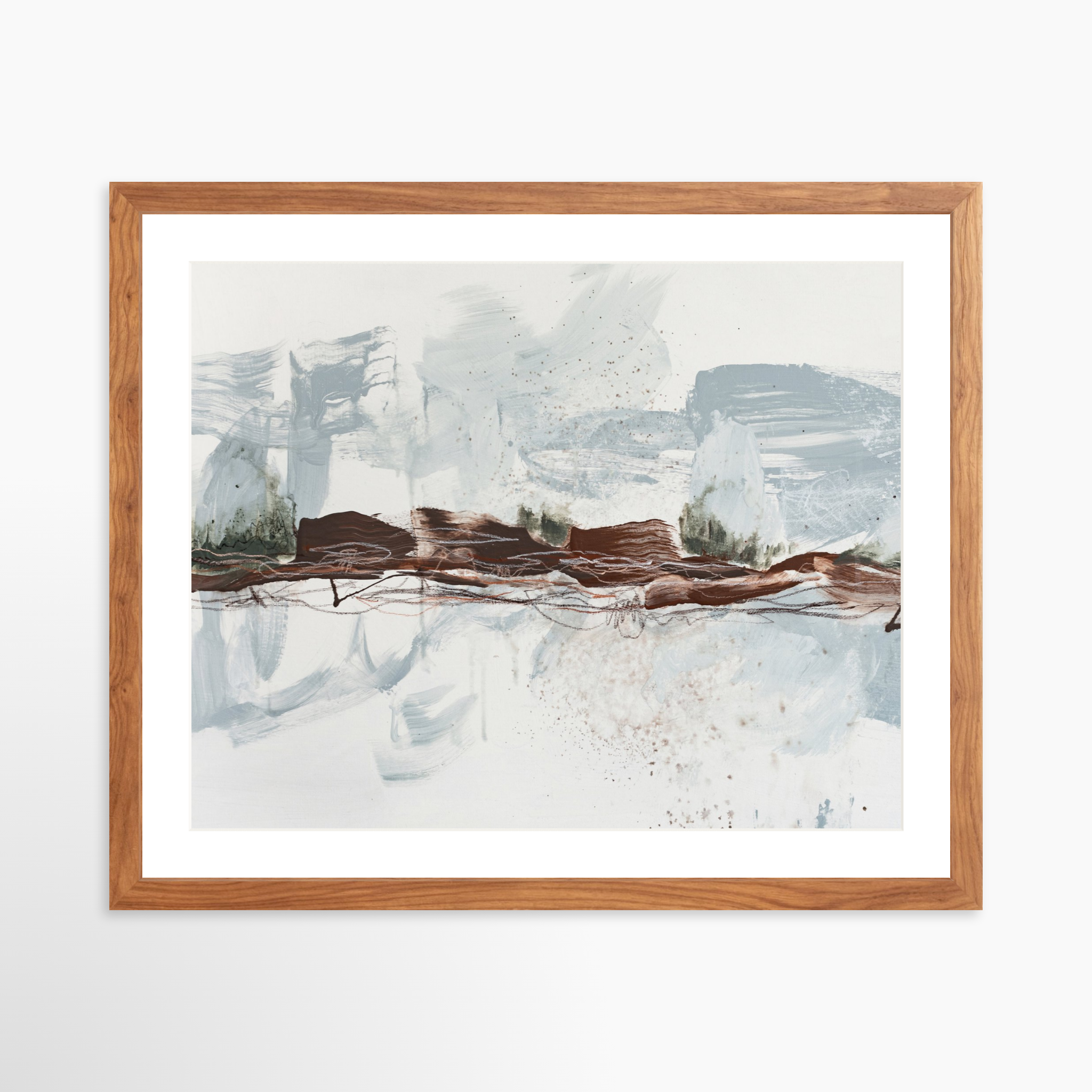 20x16 / Light Walnut Frame + White Mat