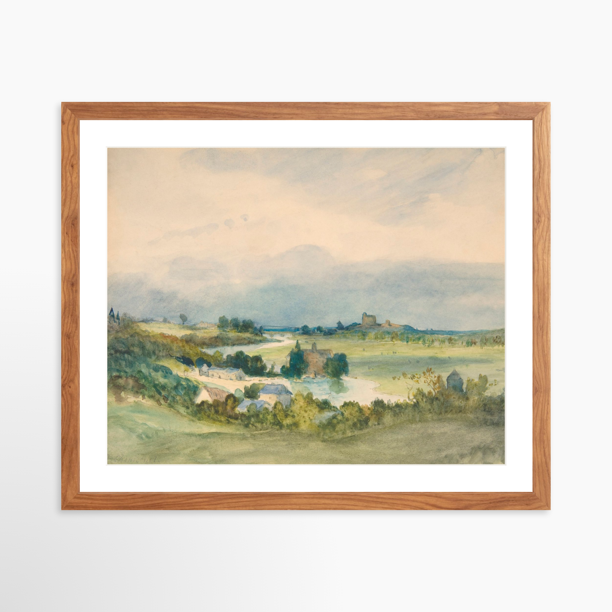 20x16 / Light Walnut Frame + White Mat