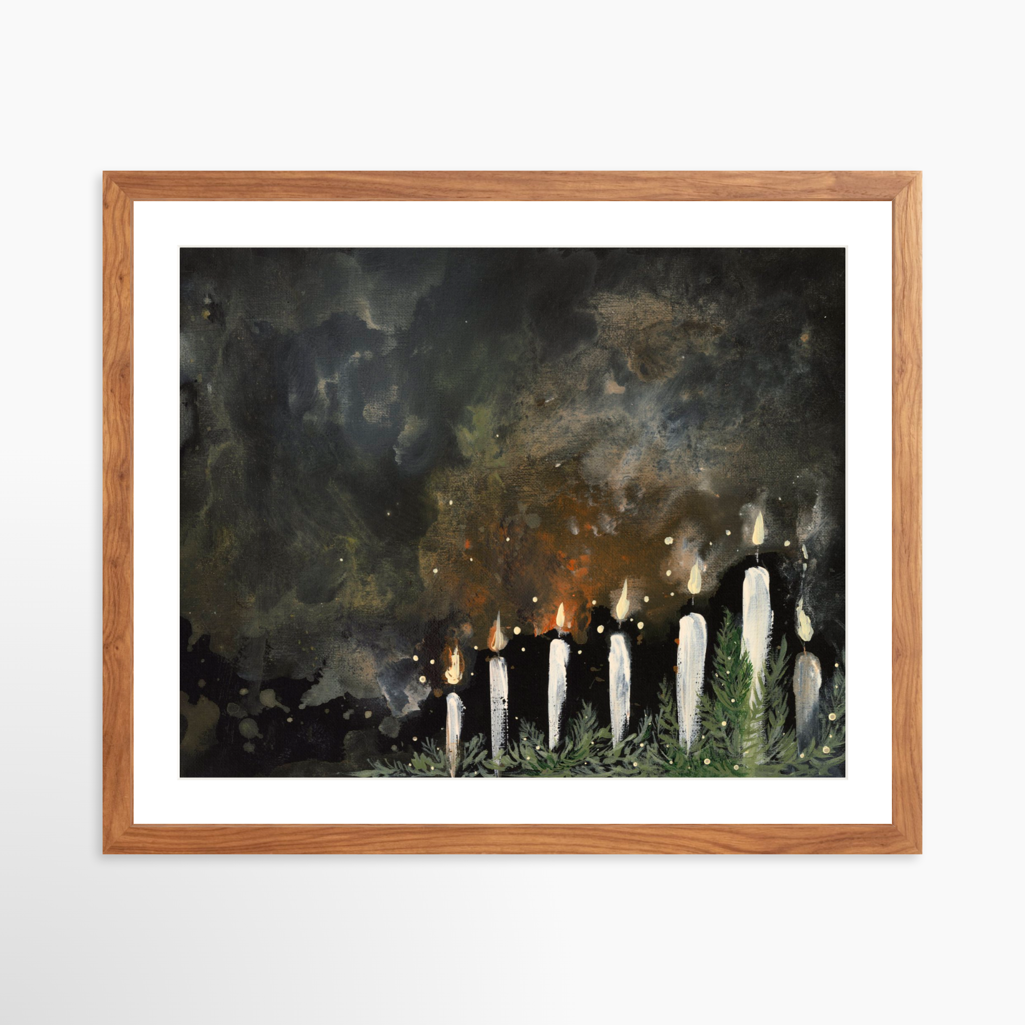 20x16 / Light Walnut Frame + White Mat