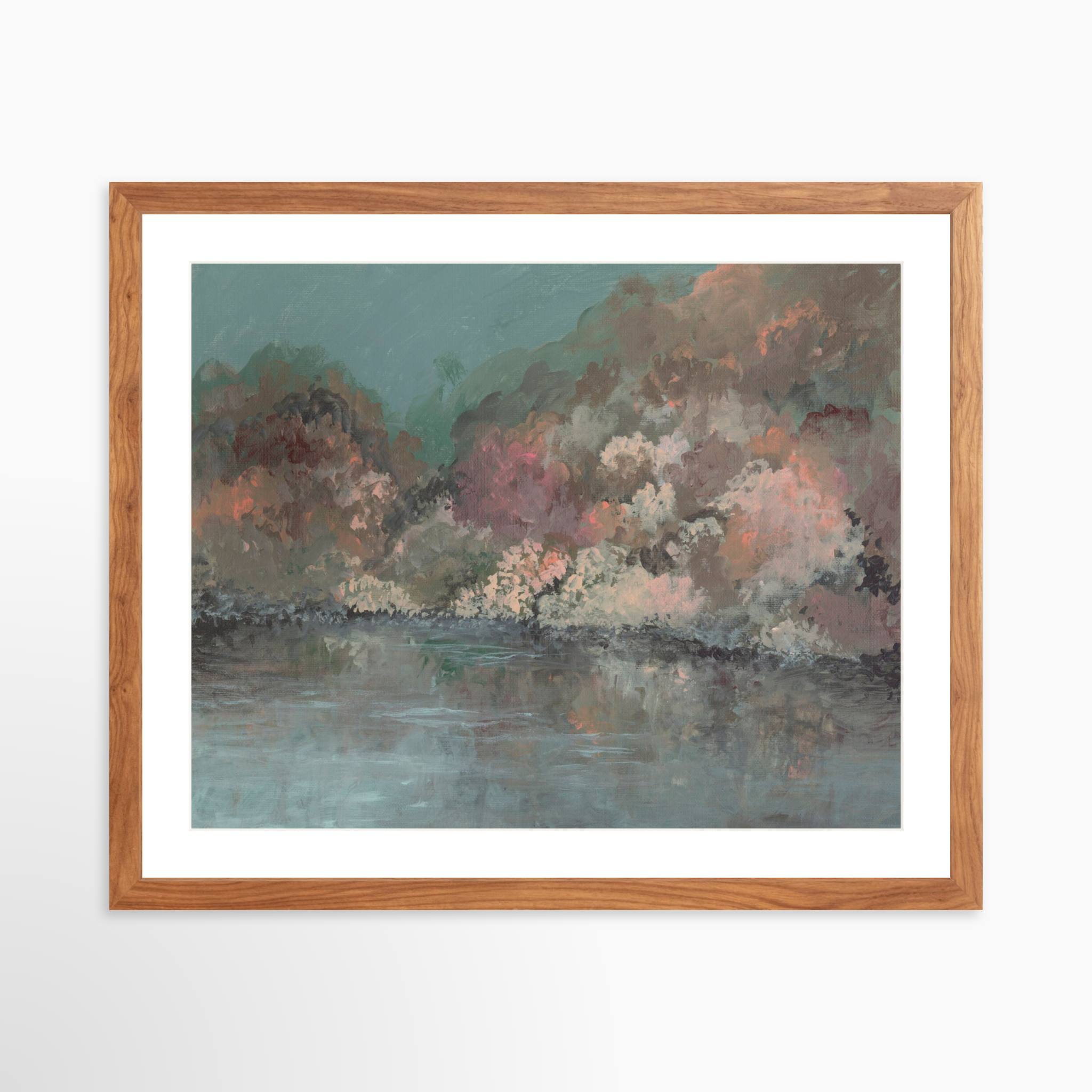 20x16 / Light Walnut Frame + White Mat
