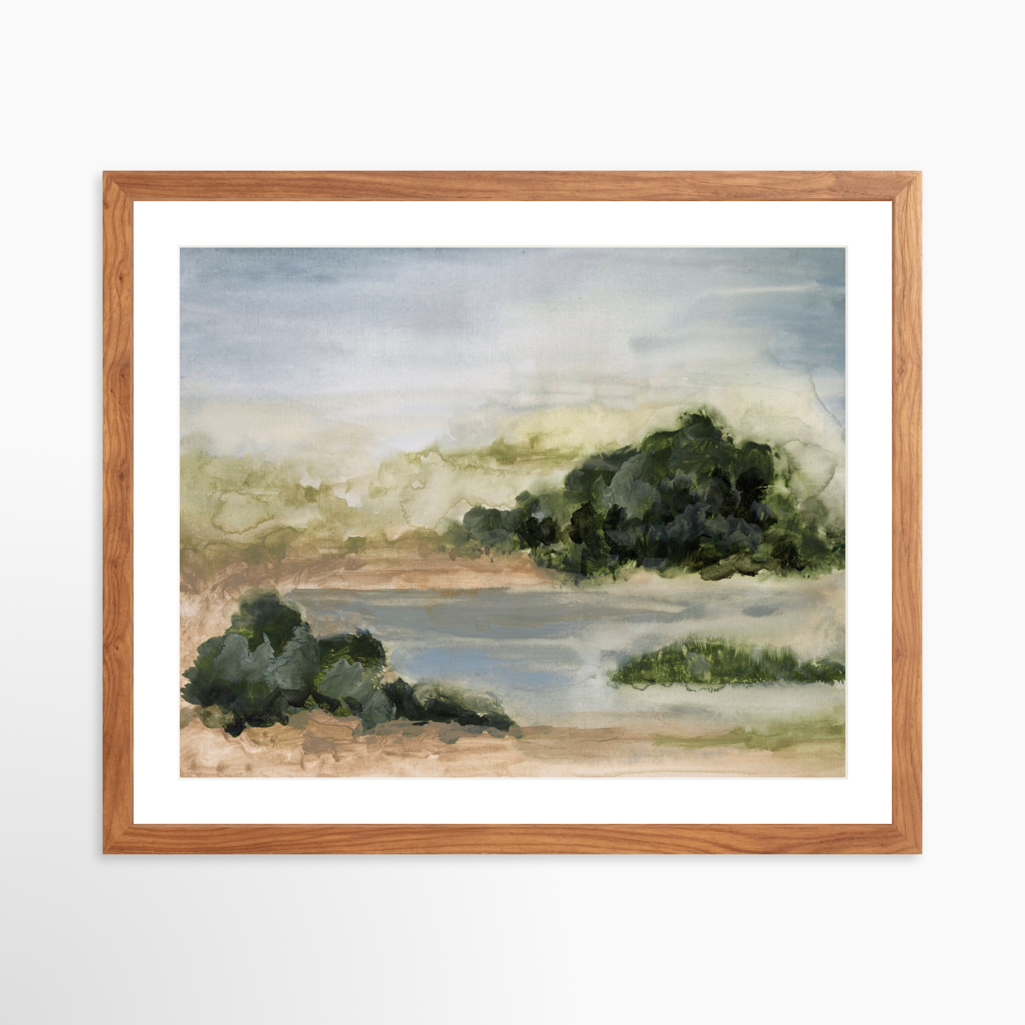 20x16 / Light Walnut Frame + White Mat