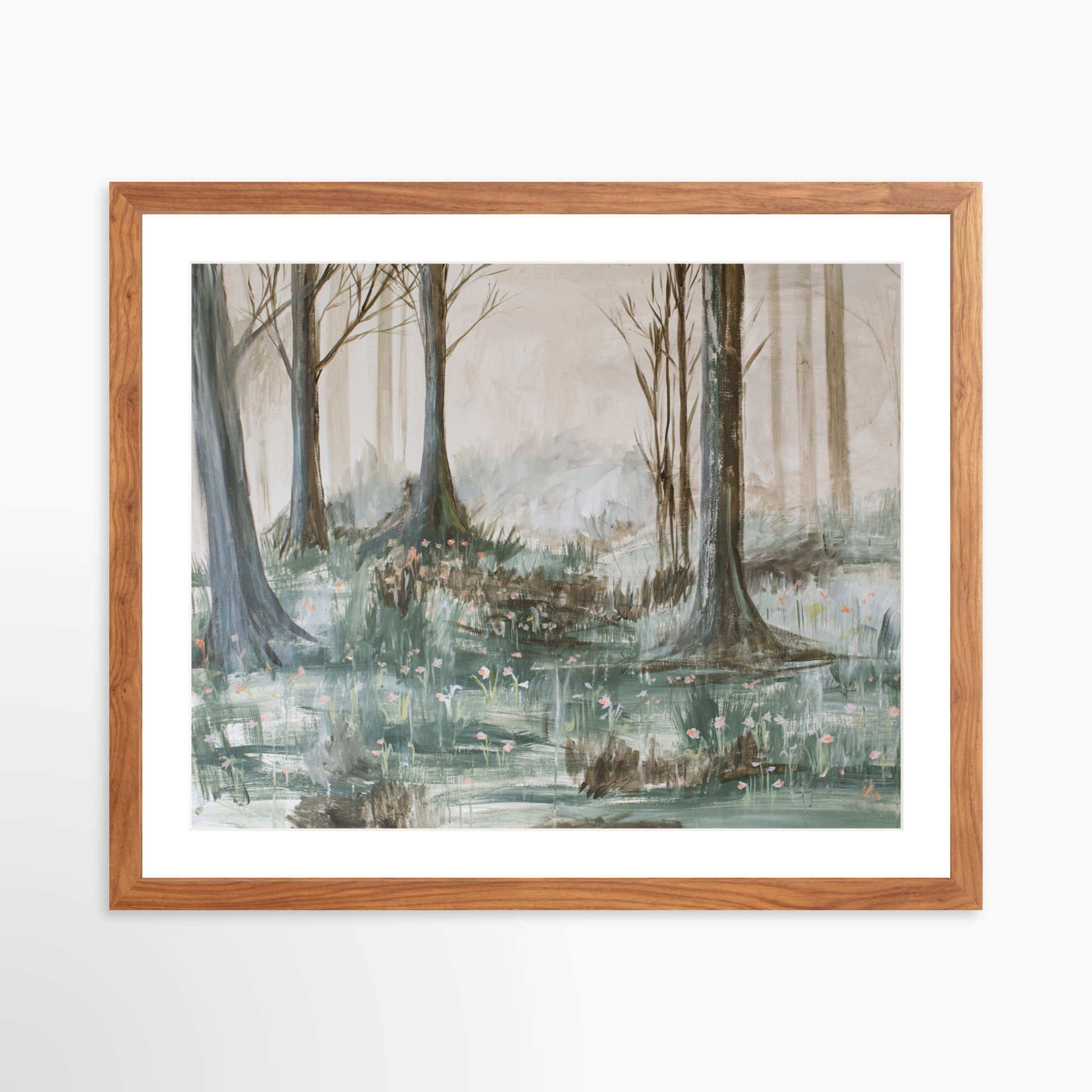 20x16 / Light Walnut Frame + White Mat