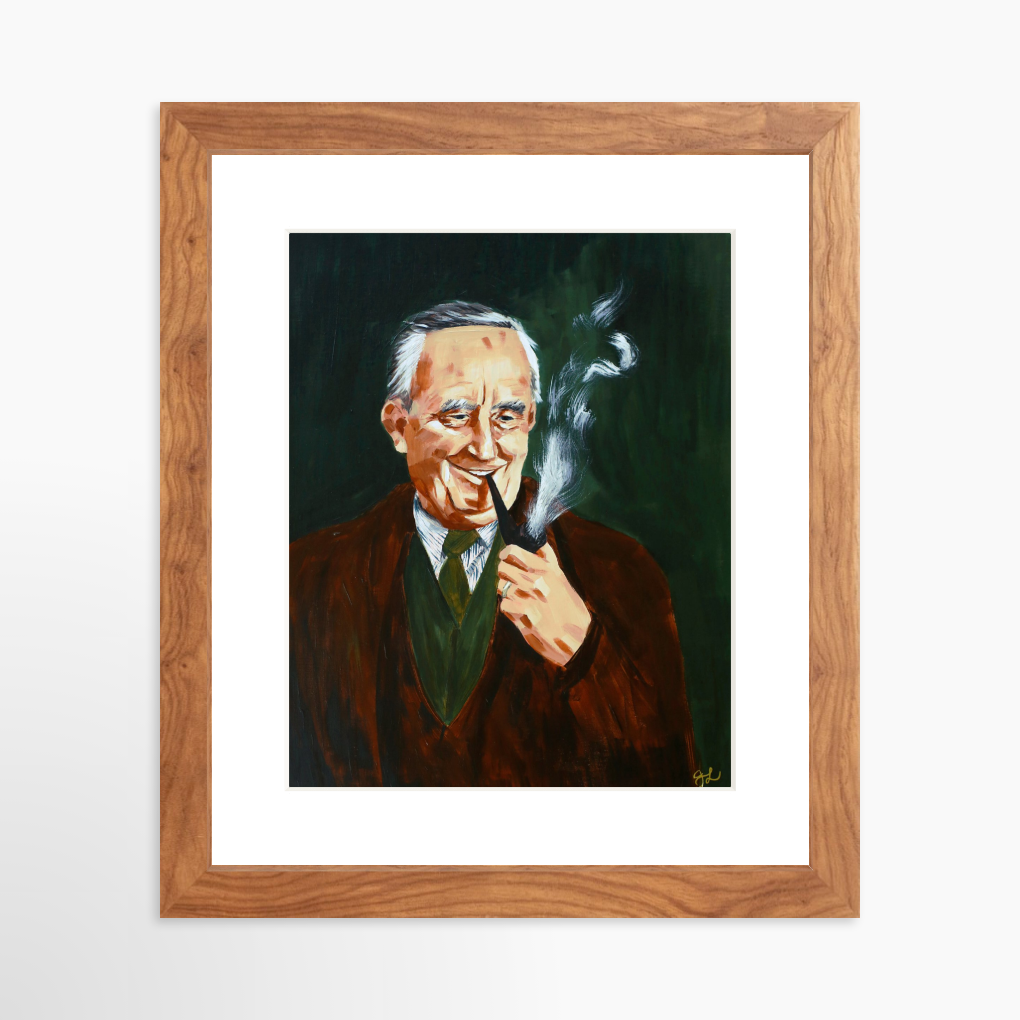 8x10 / Light Walnut Frame + White Mat