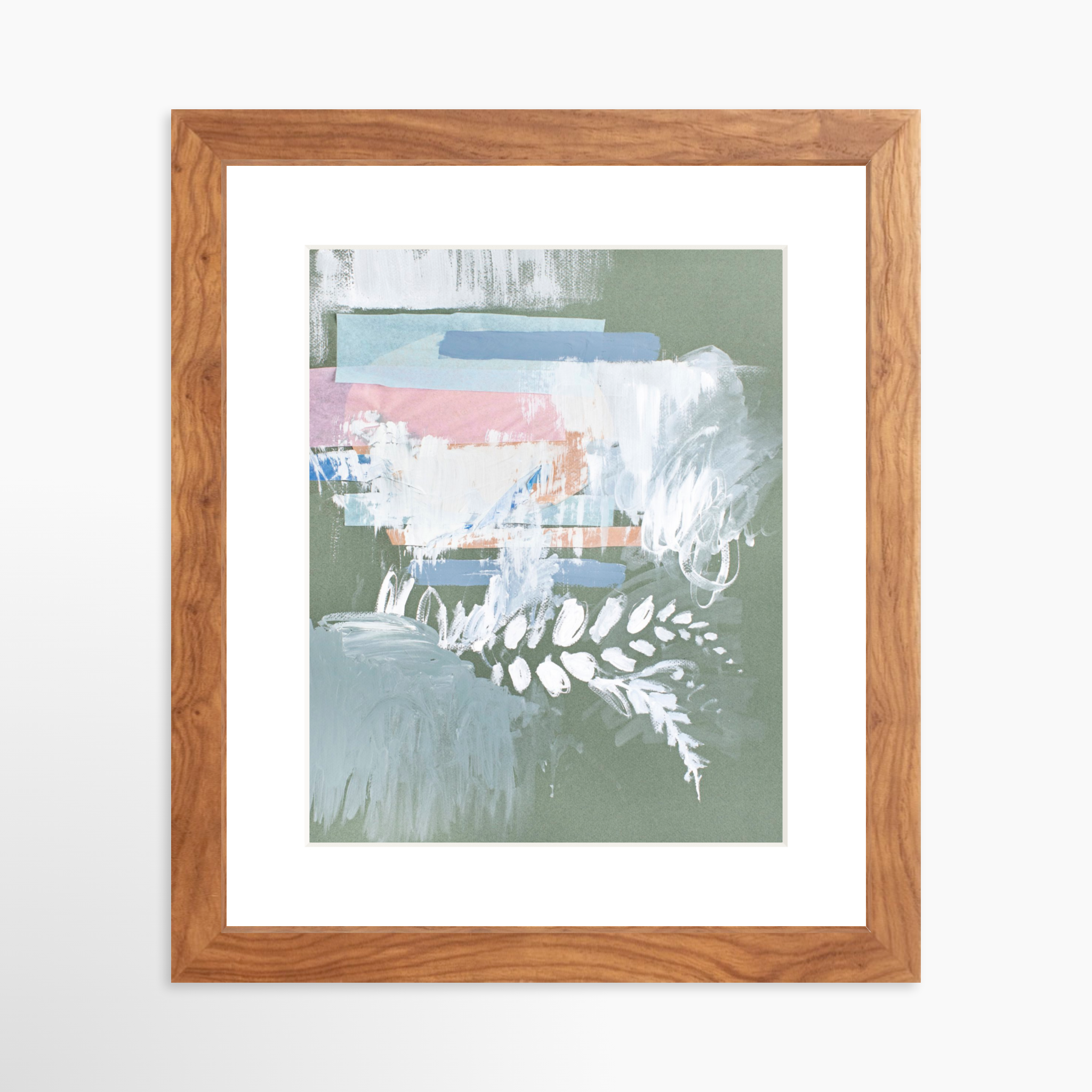 8x10 / Light Walnut Frame + White Mat