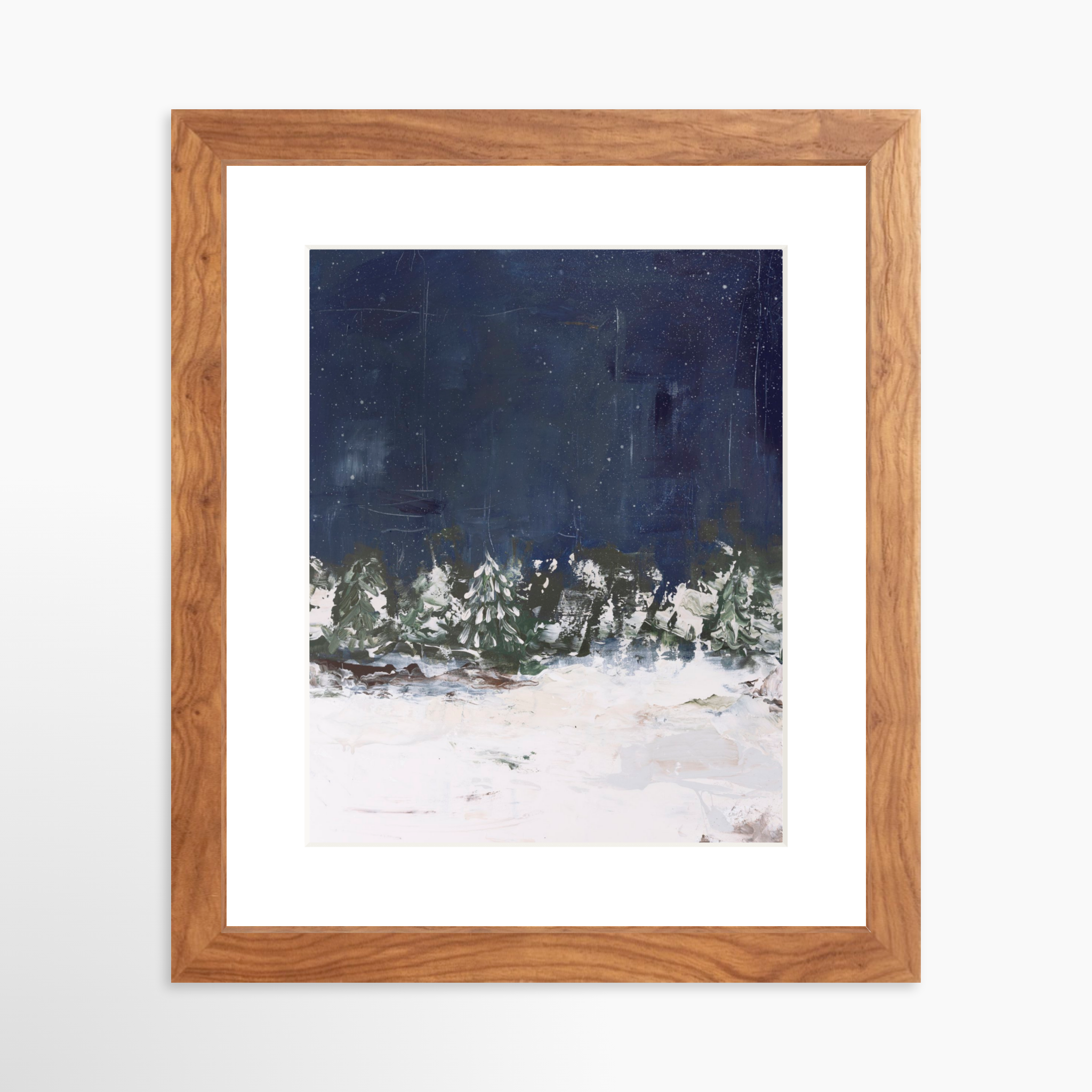 8x10 / Light Walnut Frame + White Mat
