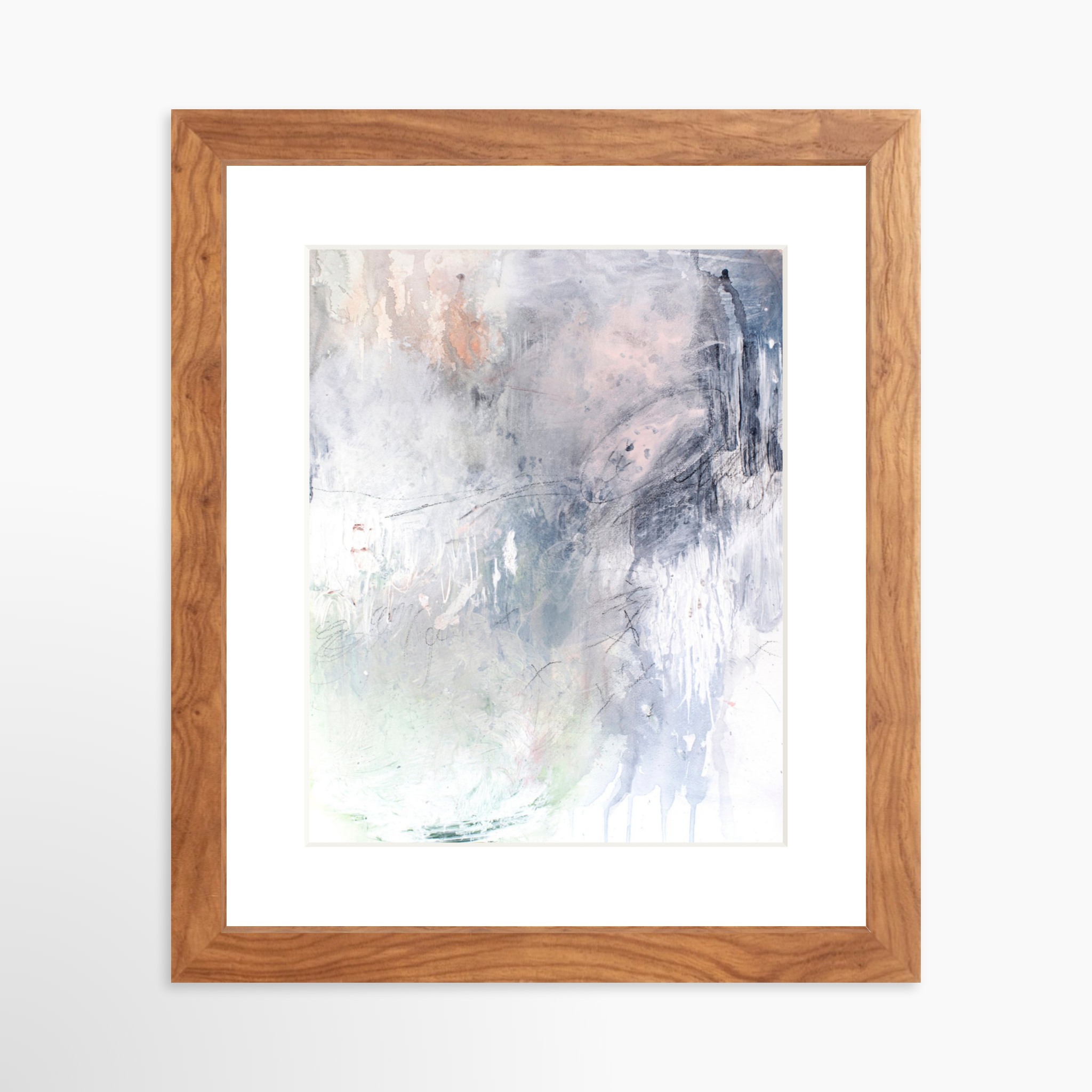 8x10 / Light Walnut Frame + White Mat