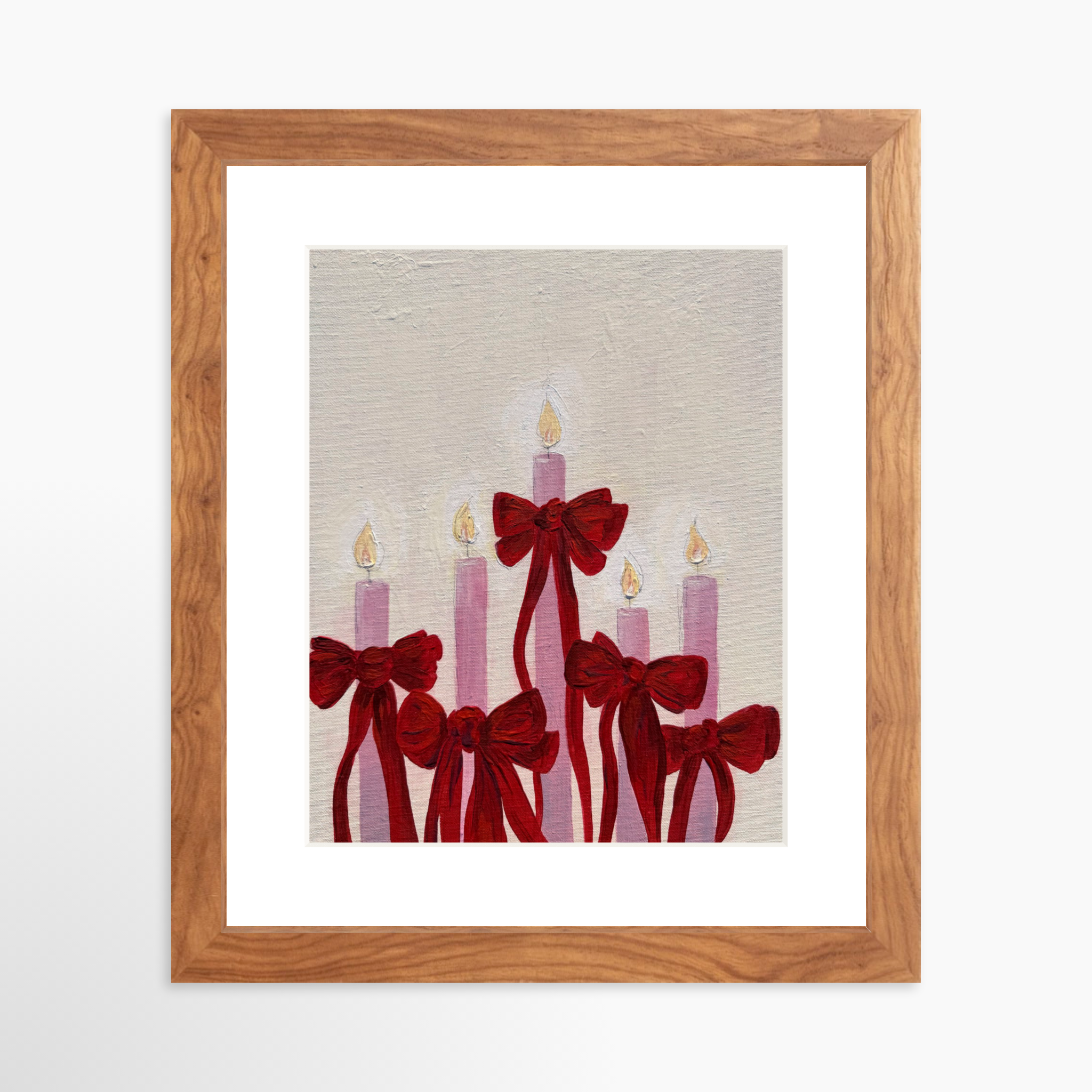 8x10 / Light Walnut Frame + White Mat