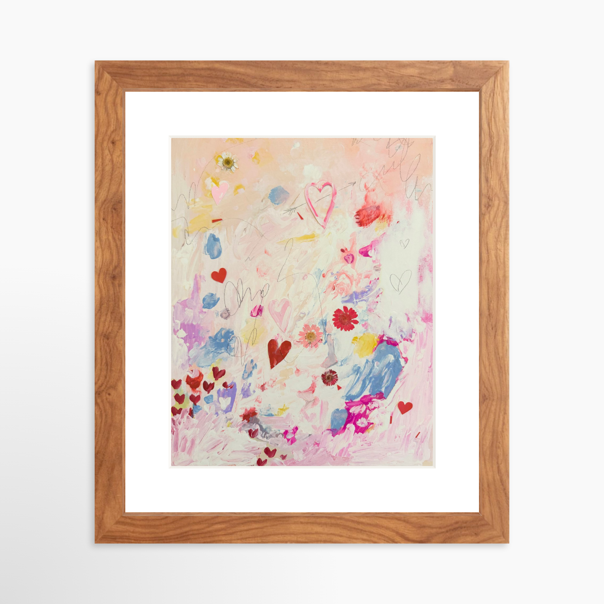 8x10 / Light Walnut Frame + White Mat