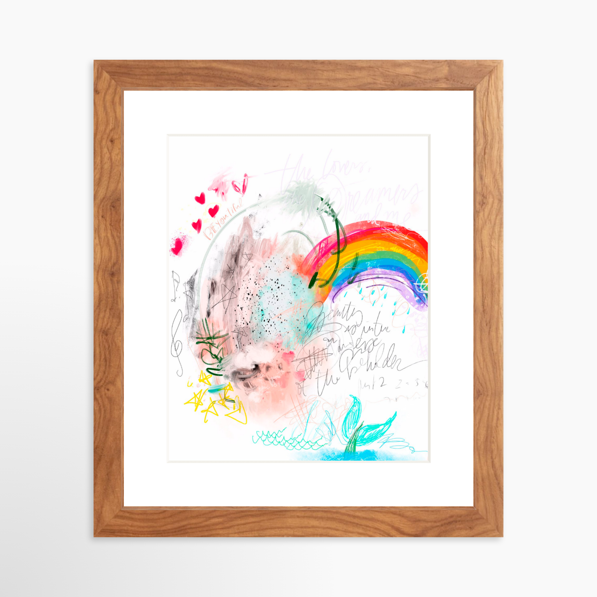 8x10 / Light Walnut Frame + White Mat