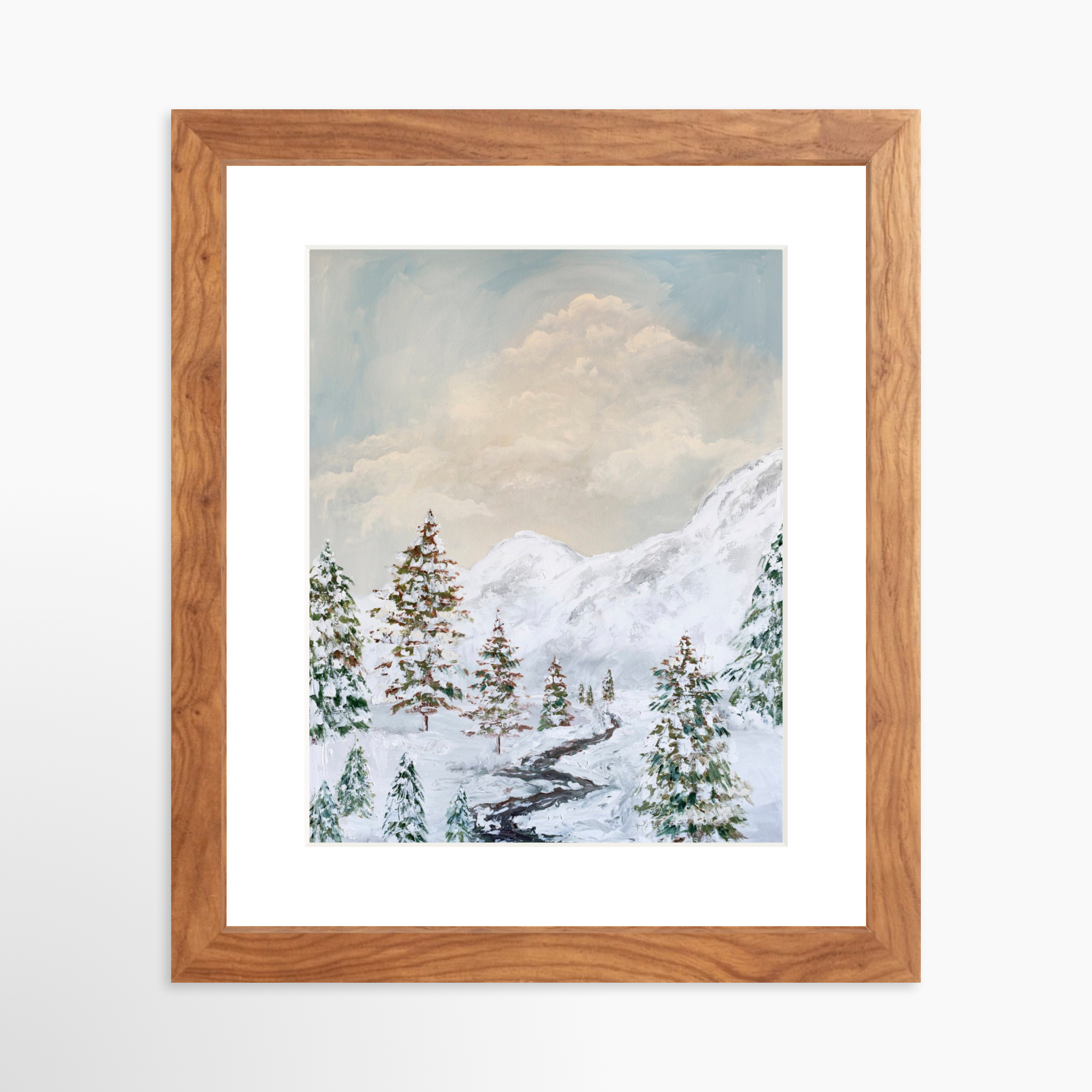 8x10 / Light Walnut Frame + White Mat