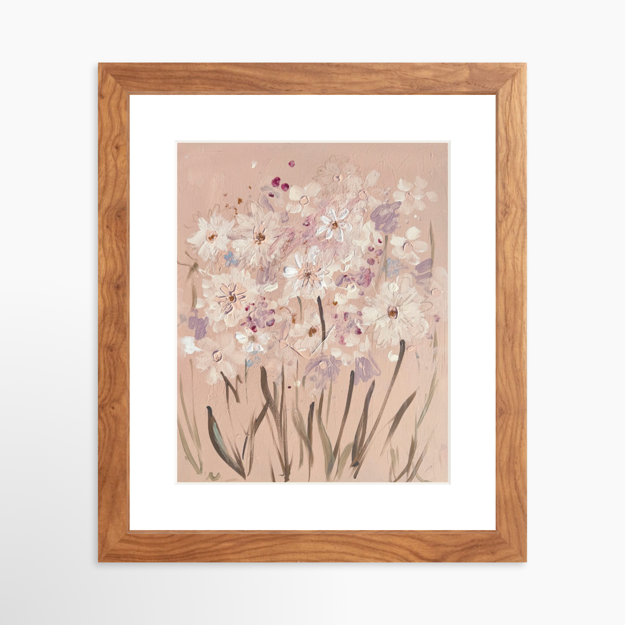 8x10 / Light Walnut Frame + White Mat