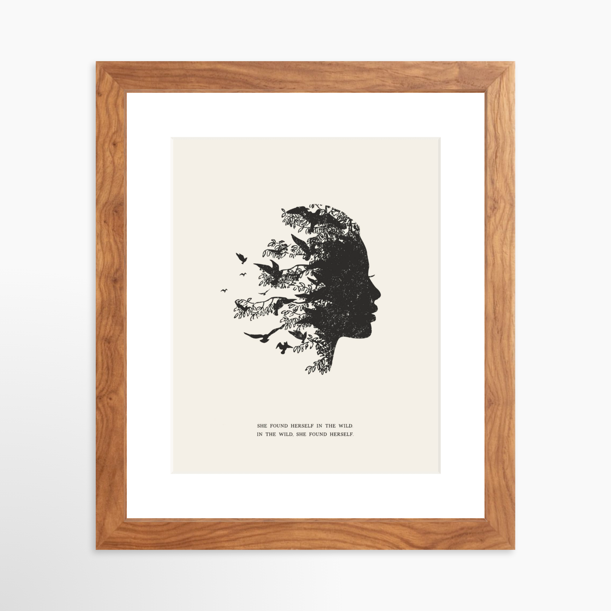 8x10 / Light Walnut Frame + White Mat