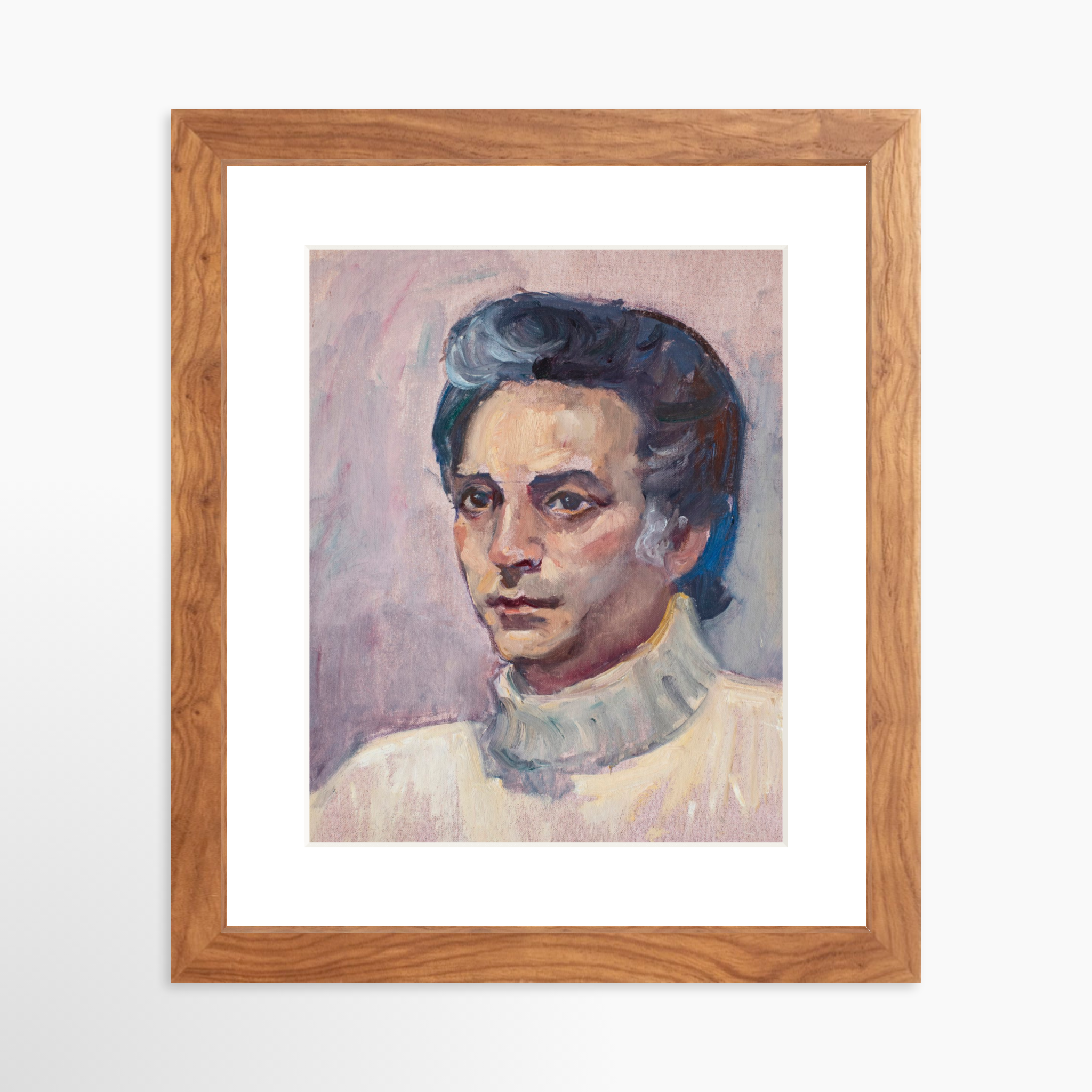 8x10 / Light Walnut Frame + White Mat