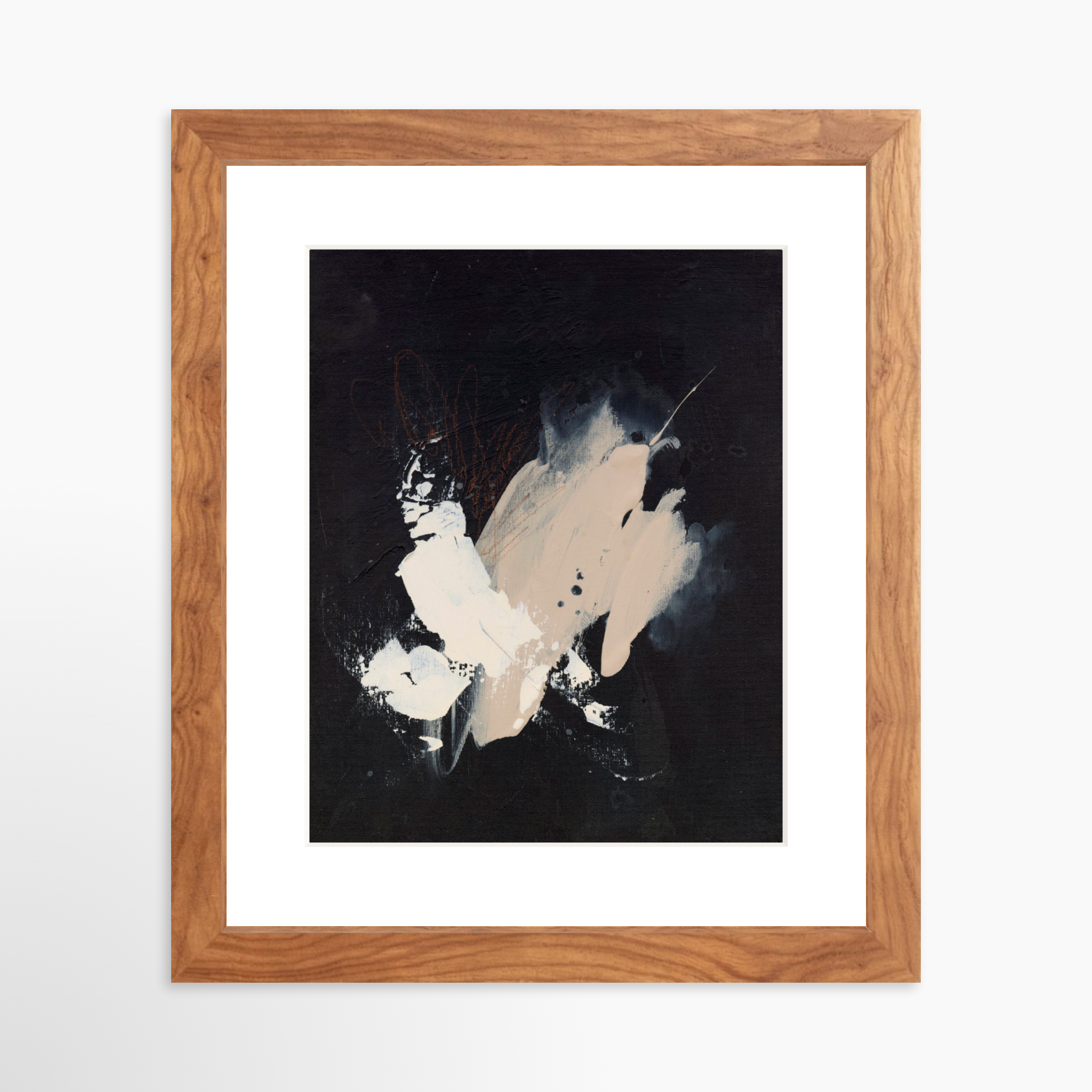 8x10 / Light Walnut Frame + White Mat